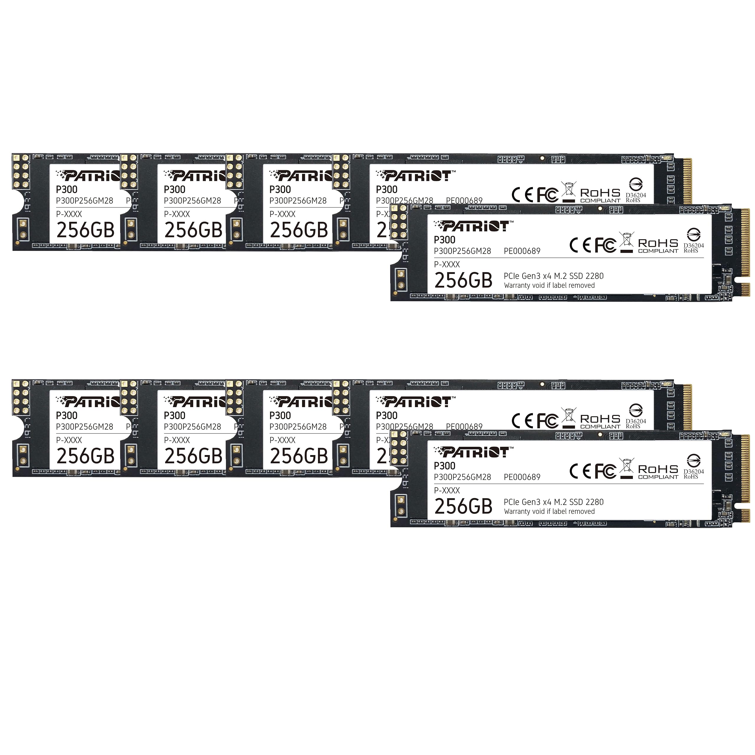 【送料無料】Patriot P300 Internal SSD - NVMe PCIe Gen 3x4 - M.2 2280-10 Pack Parent 色：ブラック、サイズ：256GB 10 Pack