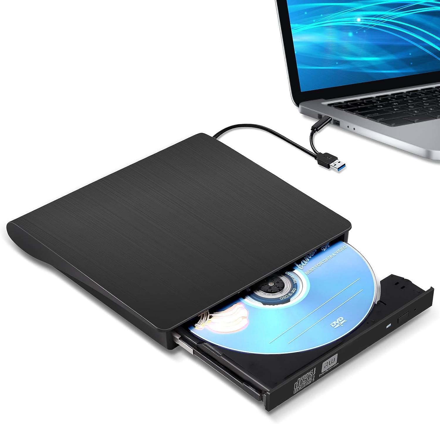 【送料無料】外付け DVDドライブ USB 3.0 type-c 外付CD・DVDドライブ CD/DVDプレーヤー 外付け光学ドライブ PC外付けドライブ ポータブルドライブ CD/DVDドライブ ノートパソコン CD/DVD読取・書込 DVD±RW CD-RW USB3.0/2.0 Window/Mac OS両対応 高 色：Black(type-c)