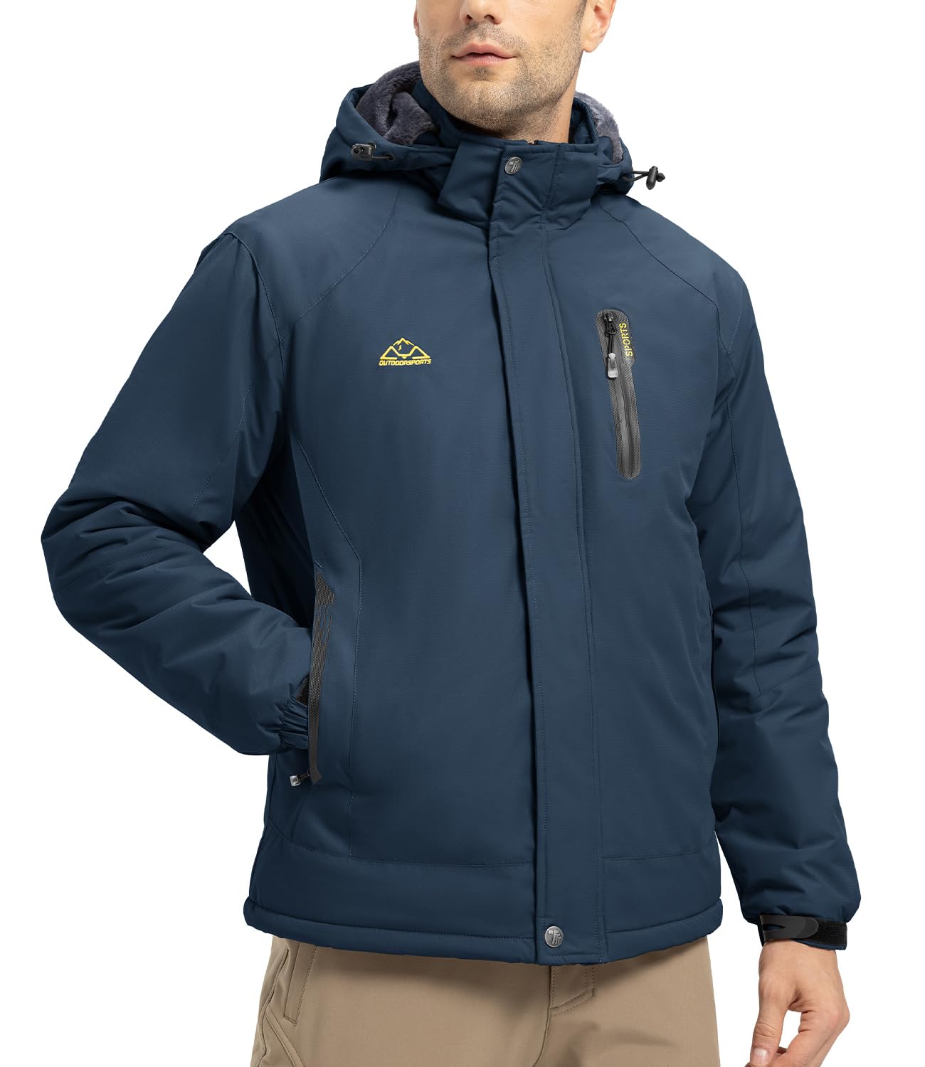 【送料無料】[YSENTO] メンズ 防寒着 ファスナー逆 アウトドアジャケット 中綿ジャケット スキーウェア 釣り 登山服 バイクウェア フード付 脱着式 防撥水 ジップポケット 秋冬用 色：01ブルー、サイズ：3XL