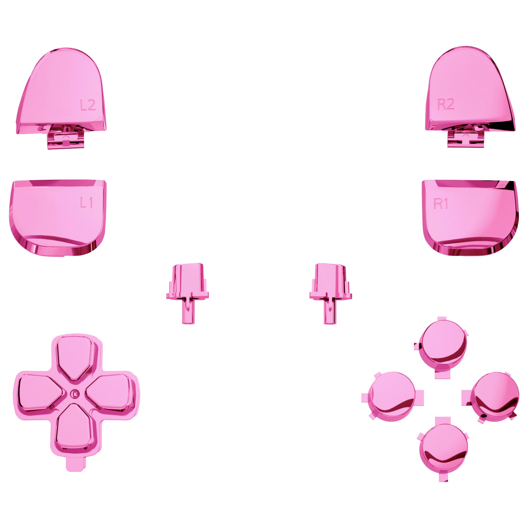 【送料無料】eXtremeRate ps5コントローラー(BDM-030&BDM-040&BDM-050)に対応用取り替える十字キーR1L1R2L2トリガーシェアオプションフェイスボタン、クロムps5コントローラー(BDM-030&BDM-040&BDM-050)に対応用フルセットボタン-コントローラーが含ま 色：クロムピンク
