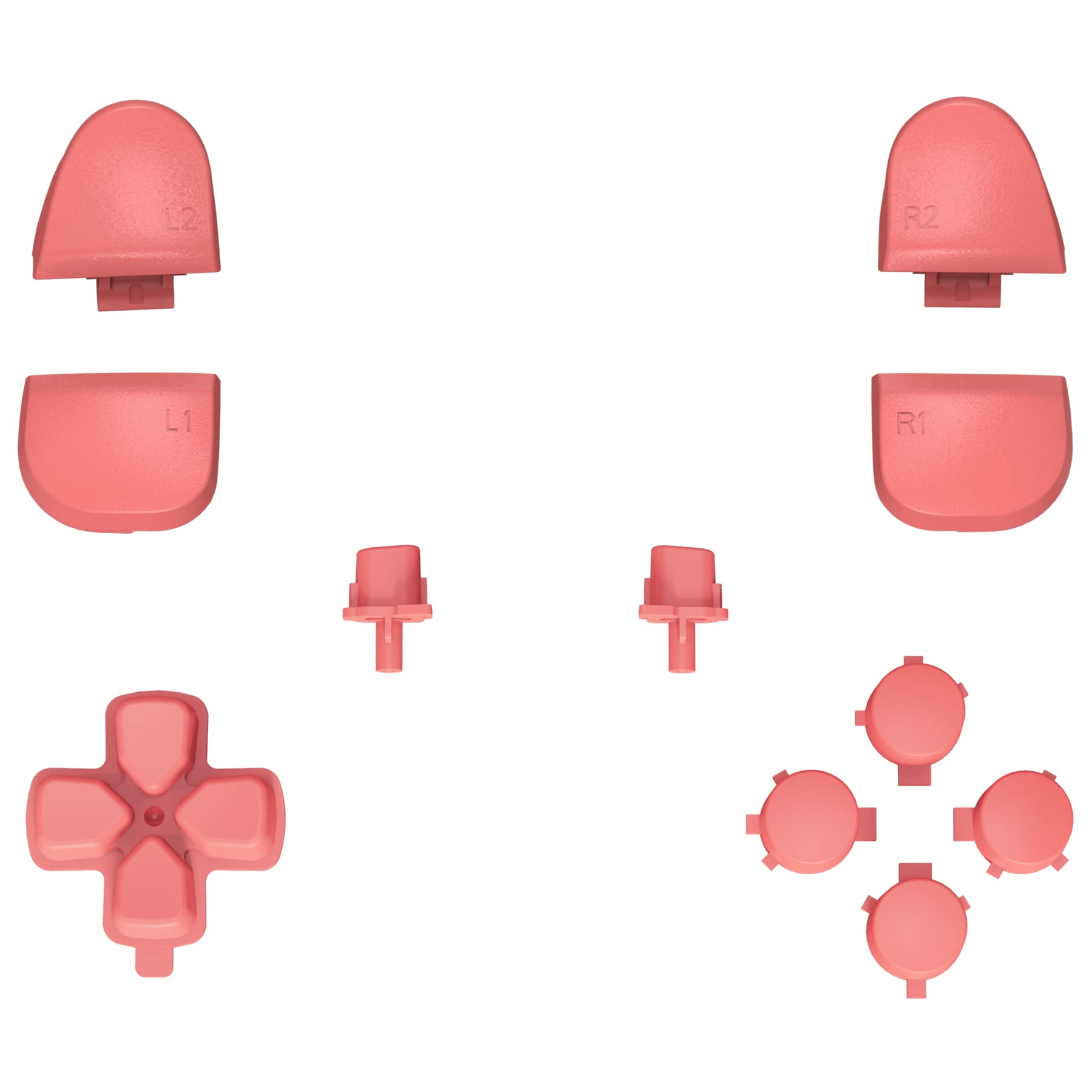 【送料無料】eXtremeRate ps5コントローラー(BDM-030&BDM-040&BDM-050)に対応用取り替える十字キーR1L1R2L2トリガーシェアオプションフェイスボタン、ピュアカラーps5コントローラー(BDM-030&BDM-040&BDM-050)に対応用フルセットボタン-コントローラ 色：コーラルピンク