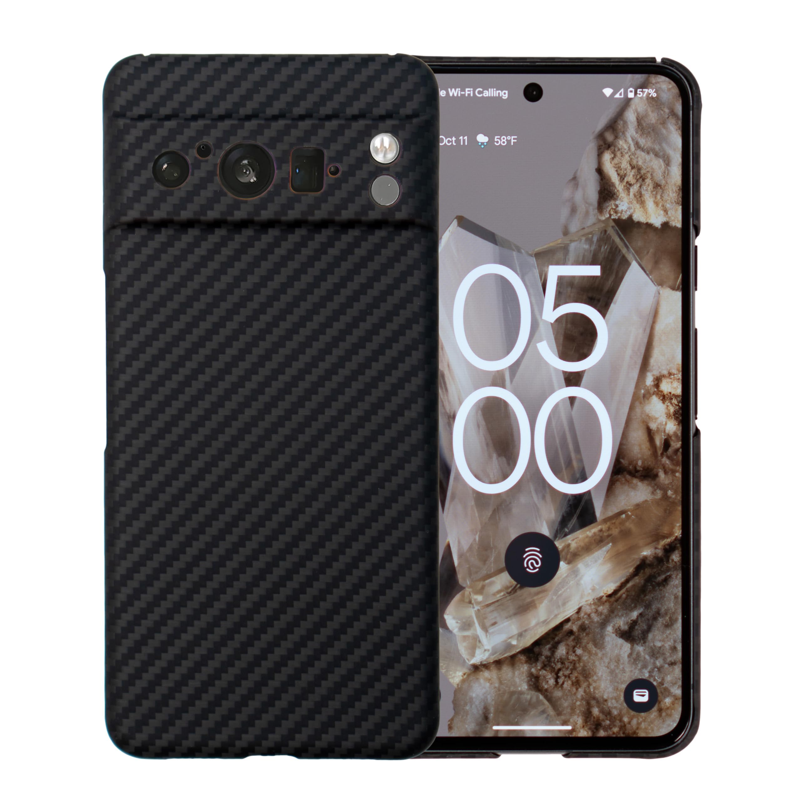 【送料無料】Sisyphy Pixel Series ケース アラミド繊維 カーボン風 極薄 超軽量 耐衝撃 マット 色：ブラック、サイズ：Pixel 8 Pro専用