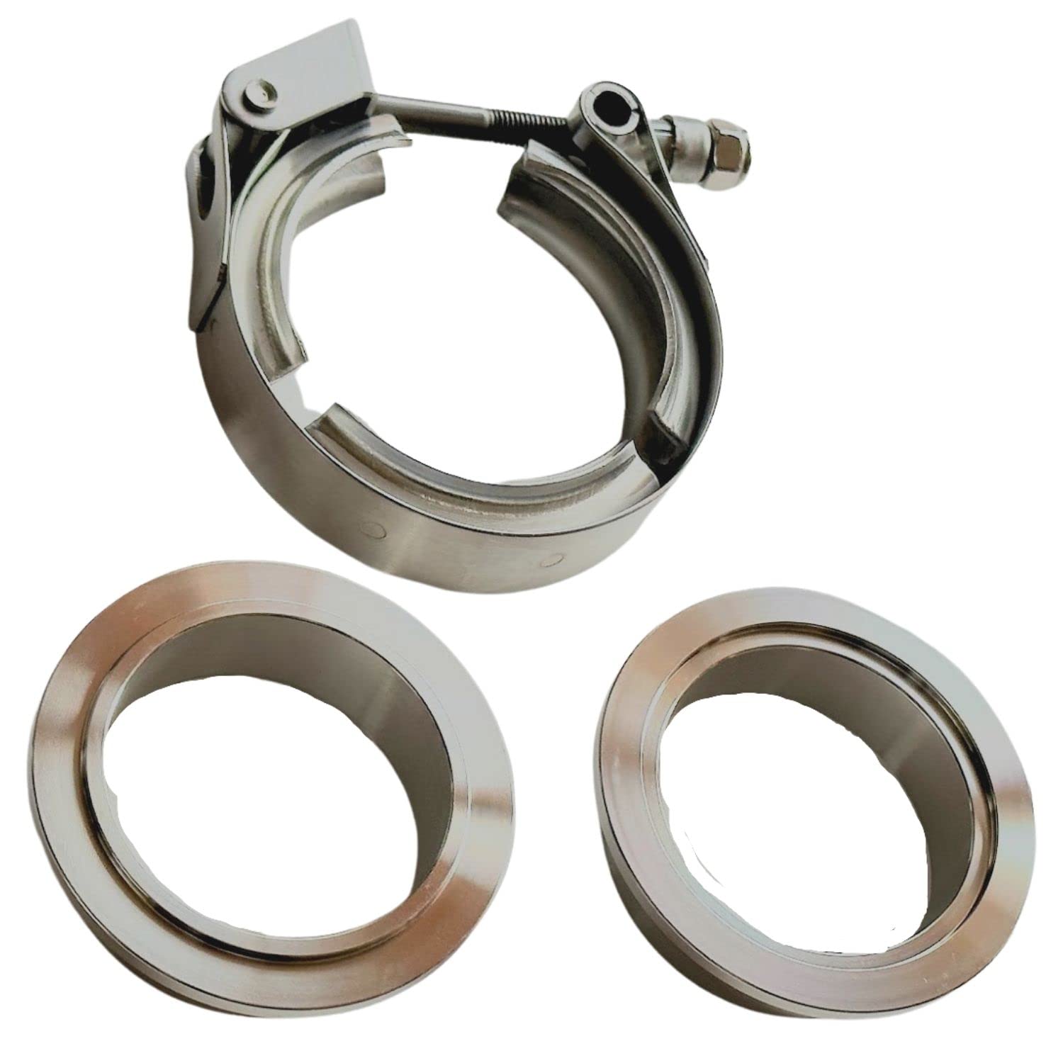 【送料無料】HTharros マフラー フランジ Vバンド ステンレス スチール クランプ マフラーバンド メイン パイプ サイレンサー ターボ 排気 固定 パーツ 部品 色：2.0インチ・シルバー