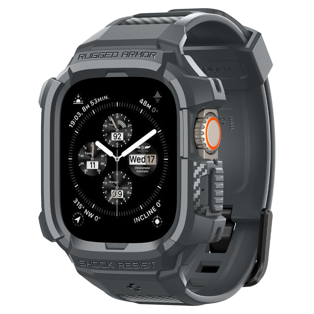 【送料無料】Spigen Apple Watch Ultra2 バンド Rugged Armor Pro Variation 色：ダーク/グレー、サイズ：ダーク・グレー