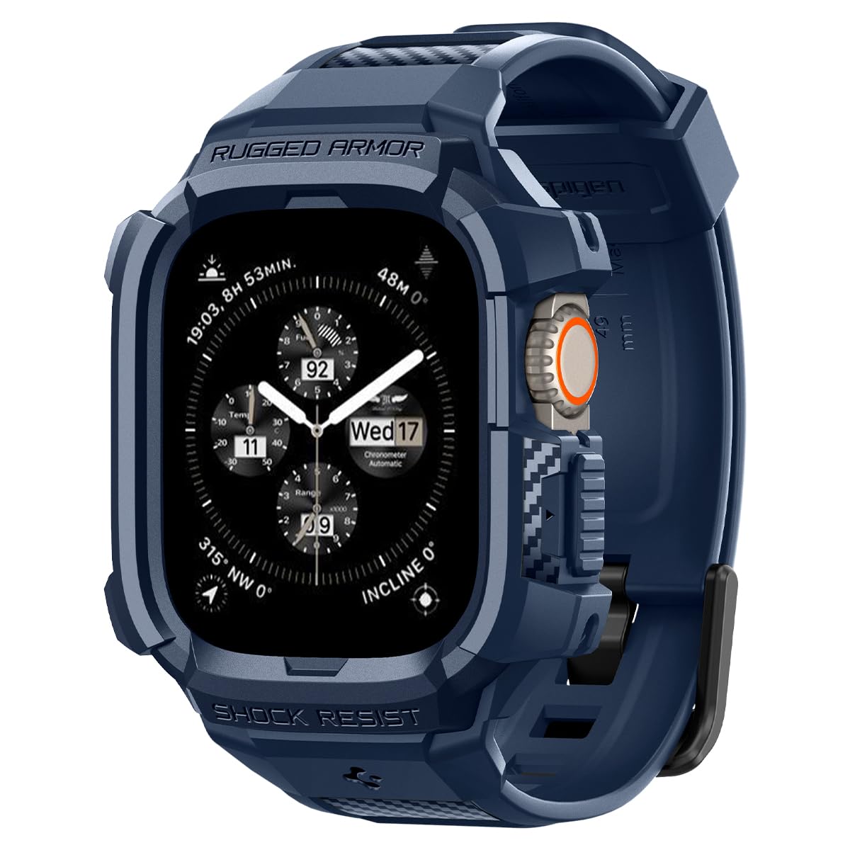 【送料無料】Spigen Apple Watch Ultra2 バンド Rugged Armor Pro Variation 色：ネイビー/ブルー、サイズ：2XL