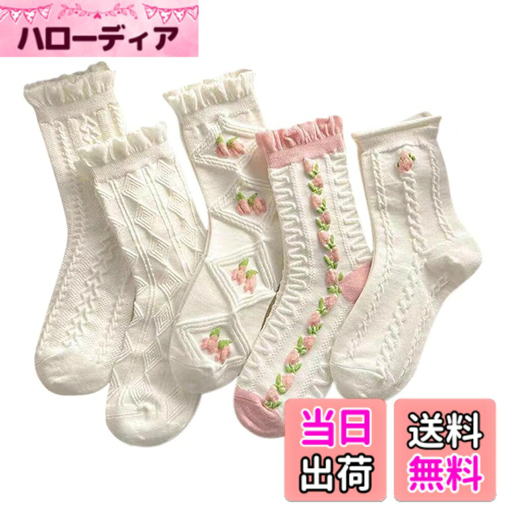 【送料無料】[HAPVITAL] 靴下 くるぶし 刺繍 おしゃれ かわいい レース 柄物靴下くつした 綿 室内 通年 春夏秋冬 蒸れない靴下 スニーカーソックス レディース 脱げない 色：A9、サイズ：23.0 cm
