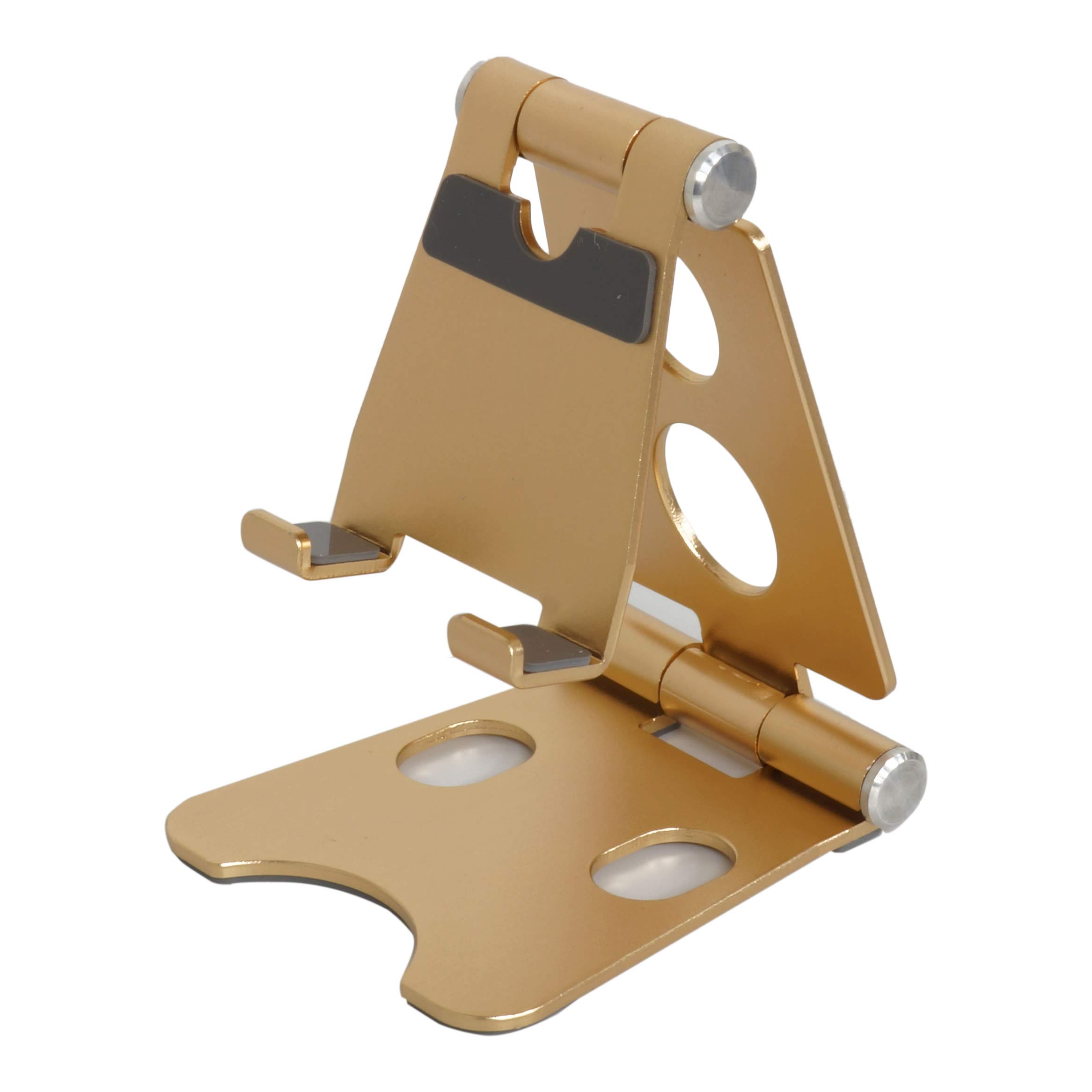 【送料無料】KOYOKOMA スマホスタンド スマートフォン スタンド 卓上 アルミ合金 折りたたみ 角度調整 スマホ デスクスタンド GALAXY 袋付き 色：ゴールド