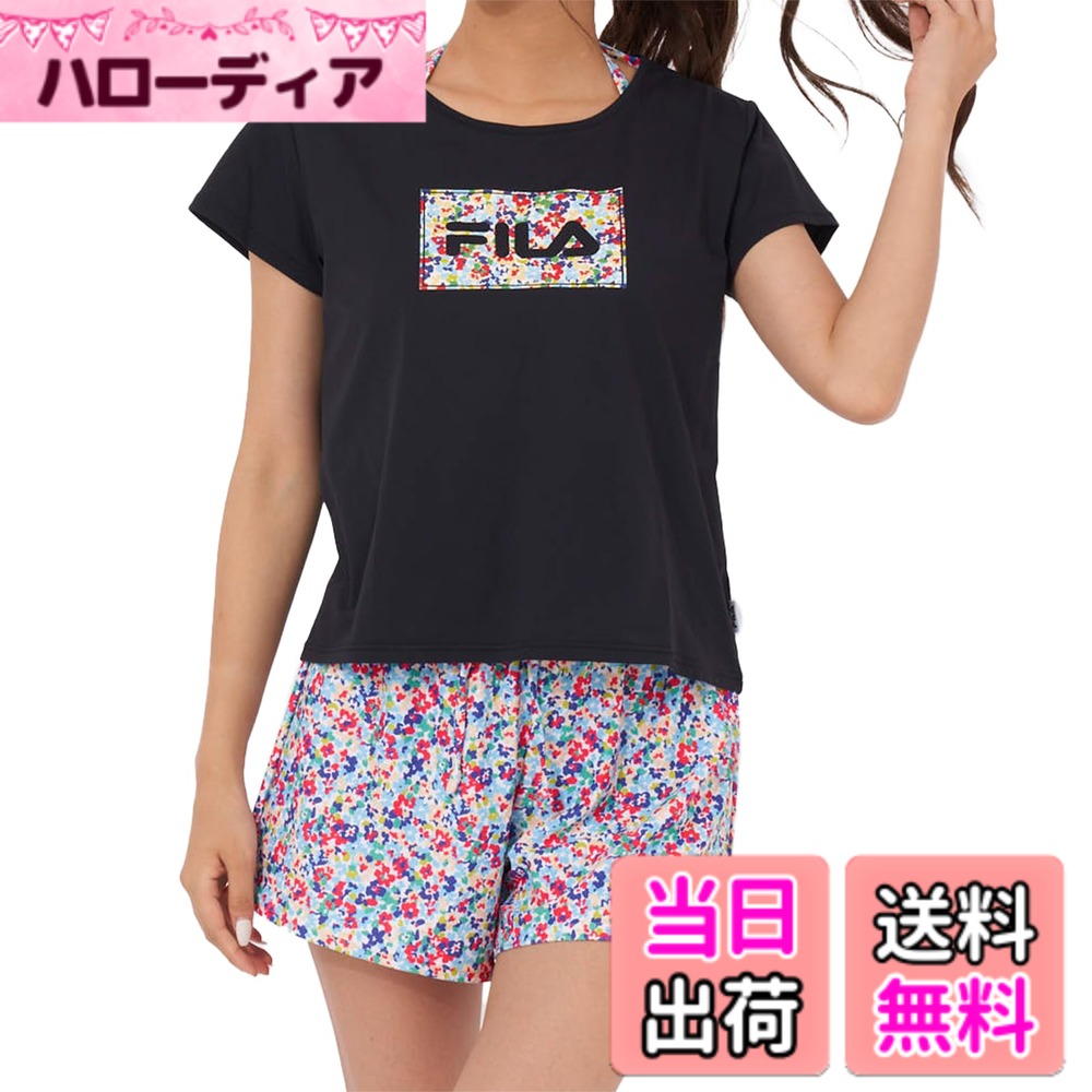 【送料無料】[FILA] ビーチカバーアップセット フィラ FILA レディース 水着 ビキニ4点セット 324603 色：BK、サイズ：13
