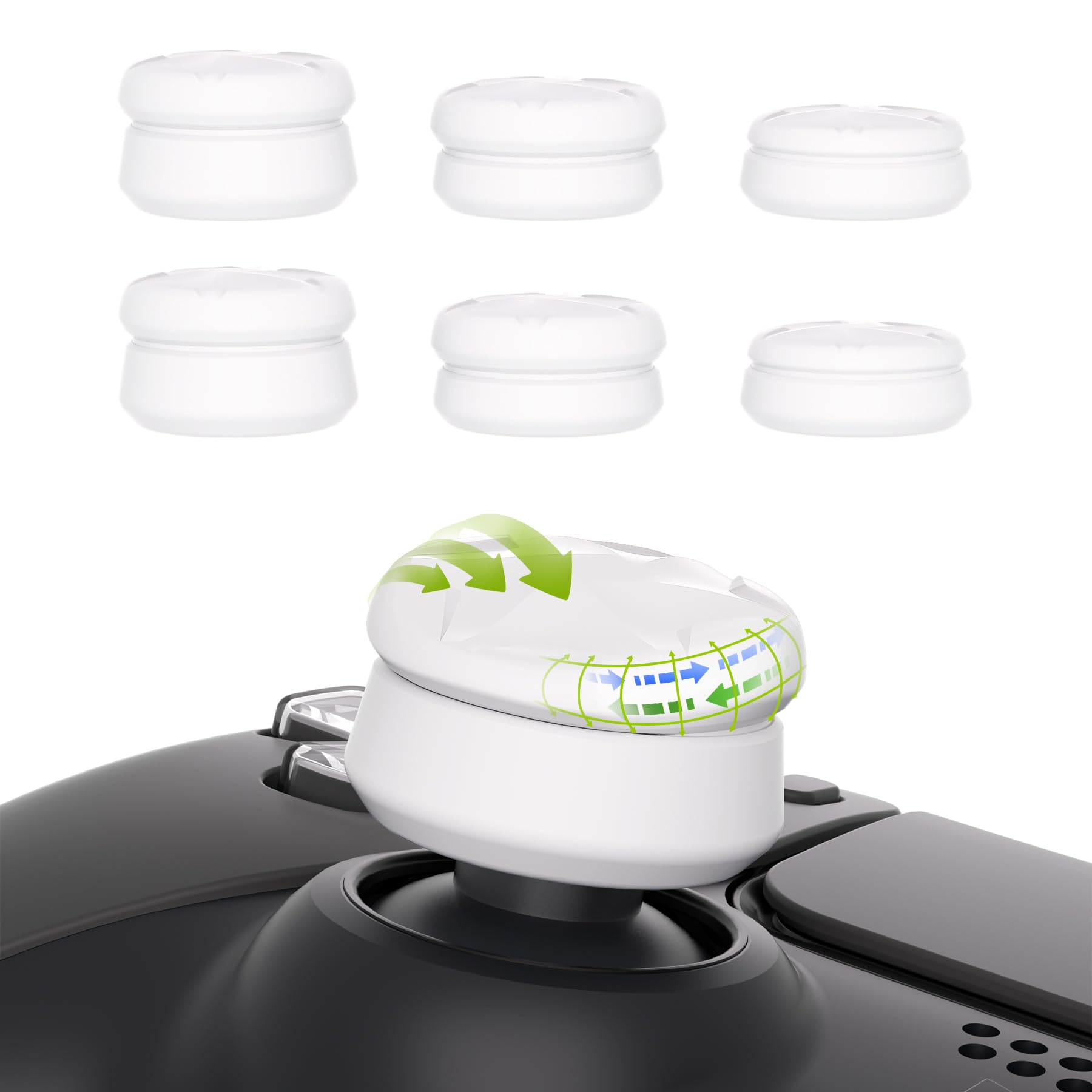 【送料無料】PlayVital ps5&ps4に対応用サムクッションキャップカバーサムグリップ（三つの高さ）、Xbox Core&Xbox Oneエリートシリーズ2ワイヤレスコントローラー用サムスティックグリップカバー、Switch Pro 用サムグリップ キャップ 色：Razor-白色