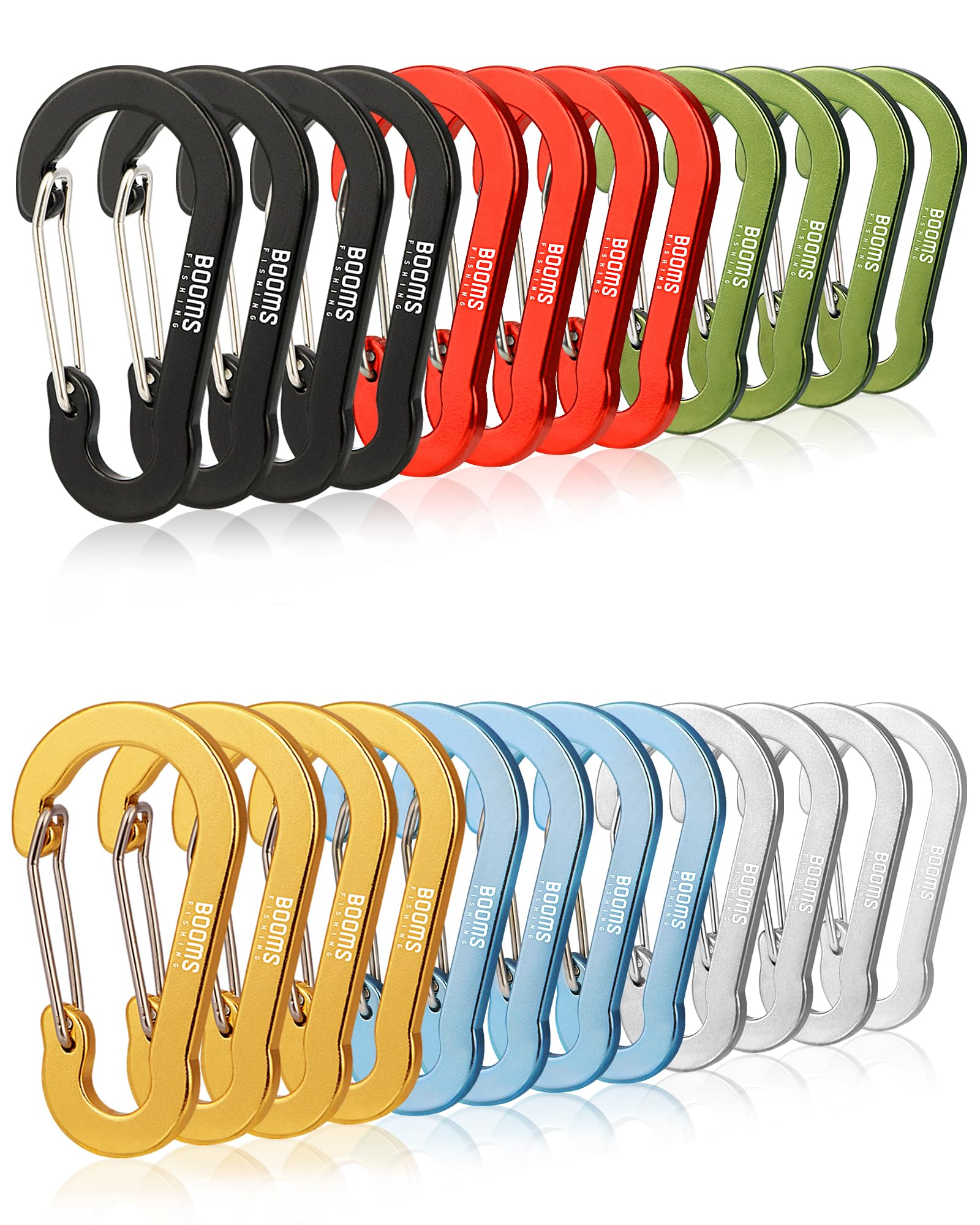 【送料無料】Booms Fishing CC1 アルミ合金カラビナ 超軽量 カラビナ 色：六色　二十四個、サイズ：長..