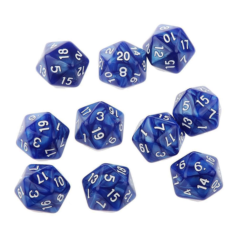 【送料無料】Yourandoll 10個 多面体ダイス D20サイコロ 20面ダイス Dungeons and Dragons 、DND、 TRPG、 MTG サイコロなどテーブルゲーム用 色：ブルー、サイズ：16mm