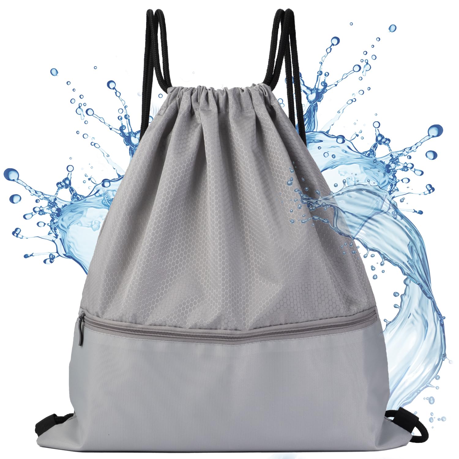 【送料無料】【整理収納アドバイザー監修】 RIMARUHE ナップサック ジムサック 【撥水素材xシューズやボールまで収納できる大容量x日本メーカー】 色：グレー、サイズ：50x42cm