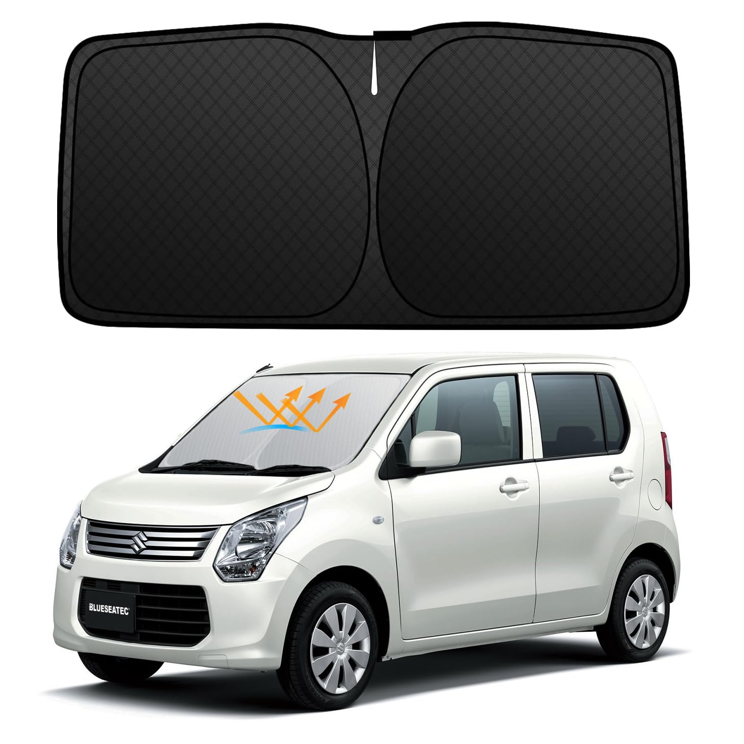 【送料無料】フロントガラス サンシェード 車用サンシェード 日よけ UVカット 6層構造 遮光 断熱 夏 紫外線 隙なし 光漏れない 置くだけ 収納袋付き 色：ブラック、サイズ：スズキ エブリイ エブリイワゴン DA17V DA17W型