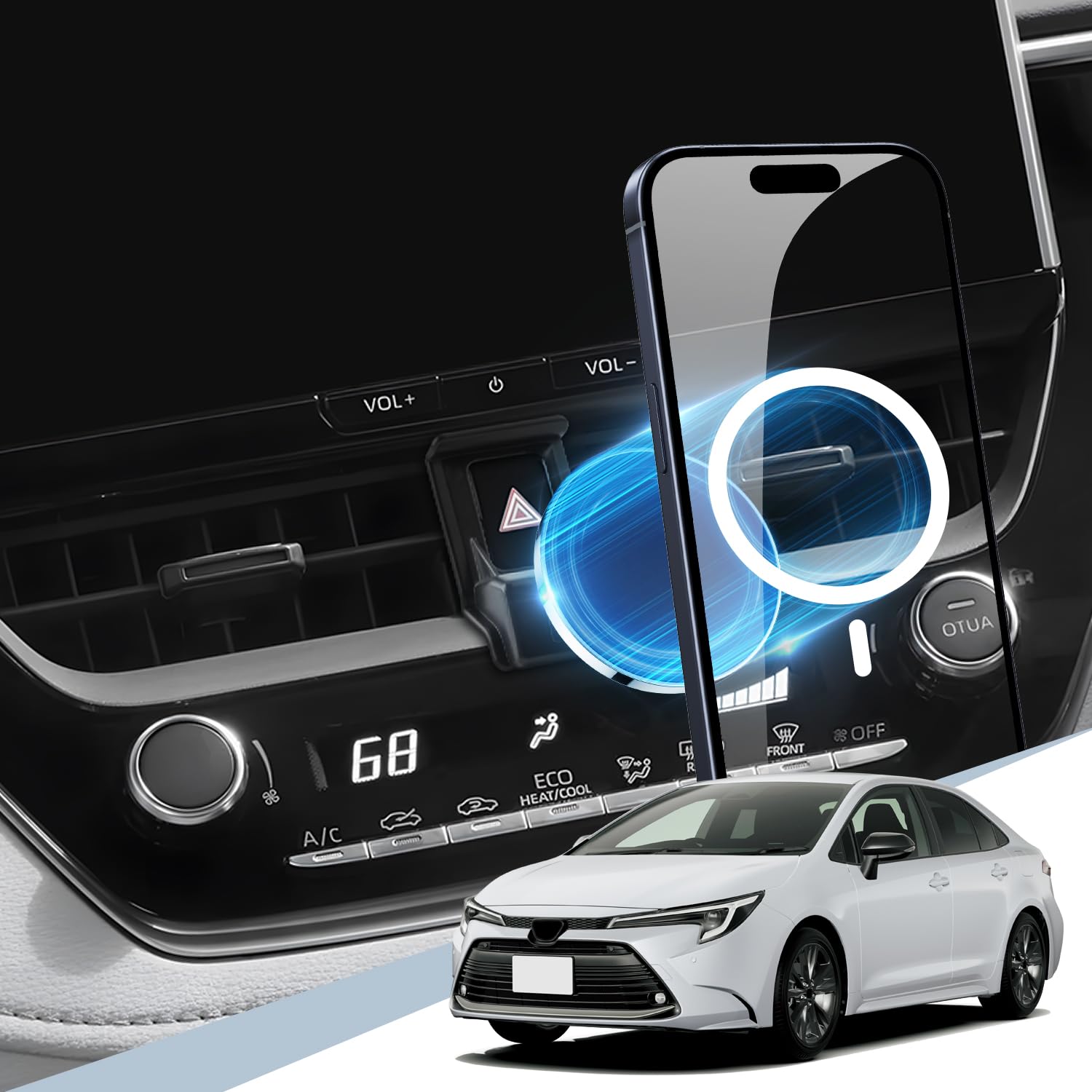 商品情報商品の説明対応機種： トヨタ カローラ 12代目 NRE210/ZRE212/ZWE21 (2018~現行) カローラ クロス ZSG10/ZVG1/MXGA1（2021~現行） スマートフォン対応機種：iPhone15/15 Plus/15 Pro/Pro Max/14 /14 Plus /14 Pro /14 Pro Max /iPhone 13 /13 Mini /13 Pro /13 Pro Max /12 Pro /12 Pro Max/12 /12 Mini、Magsafeケースや磁気のあるスマホケース。 取付方法： ハザードスイッチの横に取付、ボールヘッドを上に向けて、ベースの四隅を吹出し口の上下の差し込めます。次に、オーラスタンドの背面にあるノブを開き、ベースのボールヘッドを携帯電話スタンドの背面に挿入してから、ノブで締めます。 使いやすい： スマホを置くだけで使用可能になります。他の操作は必要ありません。 注： 当商品は空気吹き出し口ですが、専用ベースが付いていますので、空気吹き出し口の形状が異なり取り付けられない心配もありません。また、エアアウトレットボタンの使用にはまったく影響しません。 信頼できる品質： 当社の携帯ホルダーは、インストルメントパネル、フロントガラス吸盤タイプ、クリップタイプのホルダーとは異なります。このカローラスマホホルダーは、高温の影響を受けず、落下や運転の視界を妨げず、エアコンのファンブレードを傷つけることもなく、信頼できる高品質の製品です。 サービス： お客様が購入したベースモデルに問題がある場合は、お問い合わせください。弊社が24時間以内に返信いたします。連絡先：アカウントサービス内の「アカウントサービス」→「注文履歴」→「販売元」→「質問する｣。主な仕様 【カローラ スマホホルダー・ご愛車にピッタリ！】対応車種：トヨタ カローラ 12代目 NRE210/ZRE212/ZWE21 (2018~現行) カローラ クロス ZSG10/ZVG1/MXGA1（2021~現行）（ご注文前にご確認してください。)本製品は、携帯電話ケースなしでのご使用を推奨します。または、MagSafe対応ケースや磁気対応スマートフォンケースをご使用ください。*ご注意：通常のスマートフォンケースには対応しておりません。本製品はワイヤレス充電機能を搭載しておりません。【MagSafe対応瞬間吸着】本体にスマホを置くだけでで取り付け可能。対応機種：Magsafe機能を搭載したのiPhone 15 /14/13/12シリーズ：iPhone 15、15Pro、15 Plus、15Pro Max、14、14 Pro、14 Plus、14 Pro Max、13 Pro max、13 Pro、13、13 Mini、12 Pro Max、12 Pro、12とMini、iPad pro11"12.9"とMagSafeケースや、磁気のあるスマホケースを直接に装着可能で、着脱の手間が省けて便利。【*ご注意：本製品はメタルリングを付属しておりません。】【強力磁力・片手操作・金属製】業界最高レベルのネオジム磁石を使用し、スマートフォンをしっかりと固定できます。運転中やブレーキ時、また道路振動があっても、スマートフォンの落下を心配する必要はありません。アルミ合金とソフトシリコンで丁寧に作られたホルダーは、酸化防止表面を持ち、耐久性がありながら光沢が美しい仕上がりとなっています。【自由な角度調整可能】このカローラクロス スマホホルダーは、直径17mmのボールヘッドにより、自由自在な角度調整が可能です。スマートフォンを固定した後、360度回転させることで、用途に合わせて、ドライバーの運転視野に最適な位置に調整できます。独自性のあるデザインで、運転中にスマホ操作が容易になります。自由度の高い角度調整ができるため、非常に便利な商品です。【セット内容】：マグネットスマホスタンド*1、カローラ専用ベース*1、ボールヘッド*1。【安心】商品出荷前に厳密な検査を行い、不良品になっても即座に対応いたします。商品に何か問題があった場合、交換・の対応をいたします。購入履歴から販売元に問い合わせることができます。安心してご利用ください。※連絡方法：アカウントサービス内の「アカウントサービス」→「注文履歴」→「販売元」→「質問する」