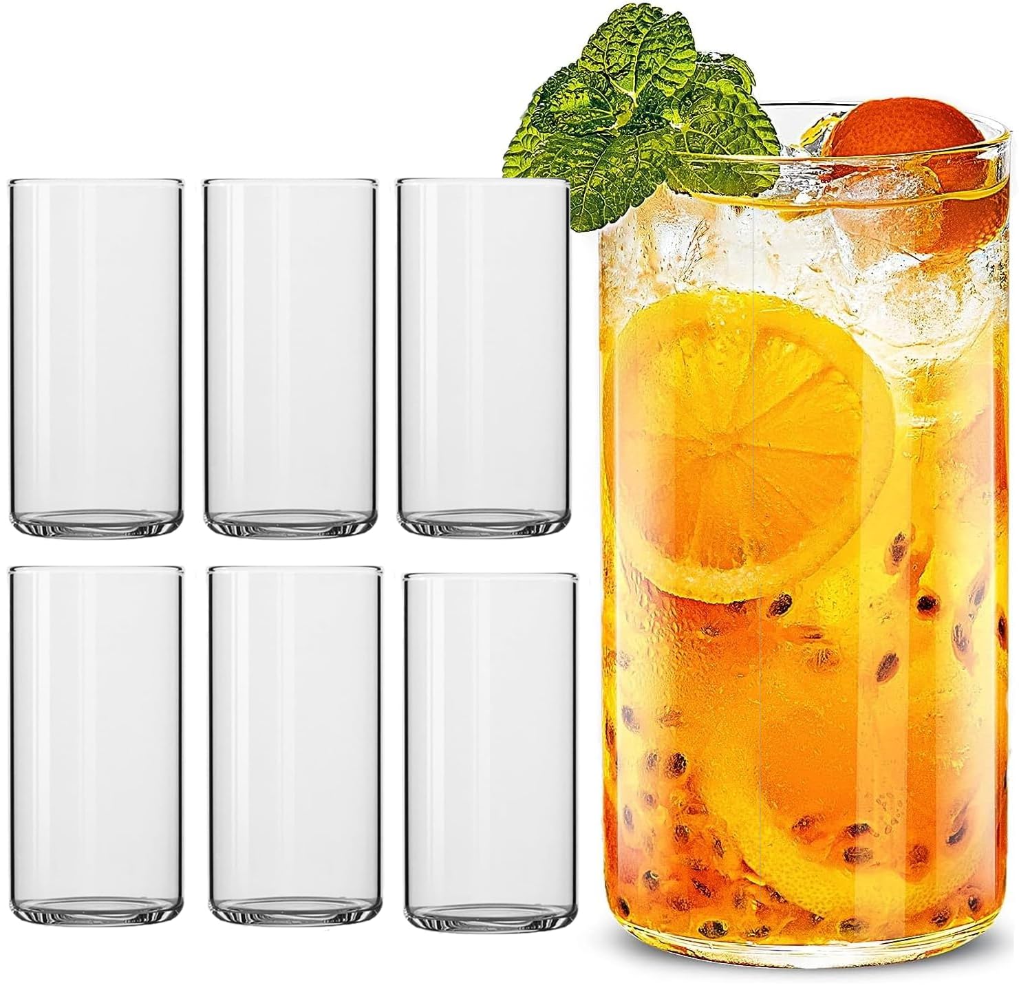 【送料無料】Batoneハイボールグラス6個セットロングタンブラーセットタンブラーグラス ガラスコップ クリスタルグラス 焼酎 カクテルグラス ジュース ミルク コップ お酒 グラス おしゃれ ビールグラス 安定性トールグラス 食洗器対応 色：白、サイズ：400ml-6個