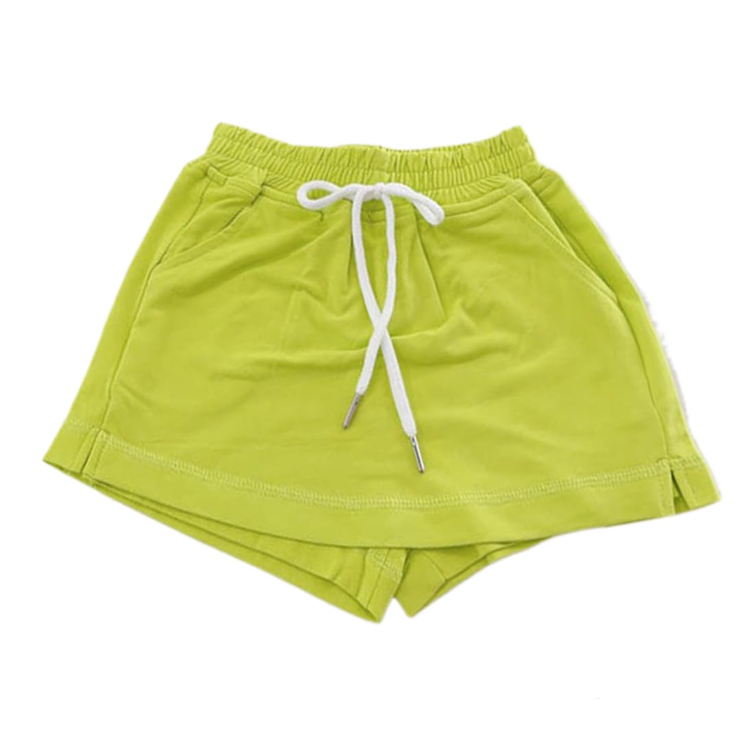 【送料無料】[VOKLLIYU] キッズ ショートパンツ スカート 女の子 ミニスカート 無地 カジュアル 可愛い Aラインスカート 半ズボン ウエストゴム ハイウエスト インナー付 通学 通園 街着 多色 100-160cm 色：グリーン、サイズ：100