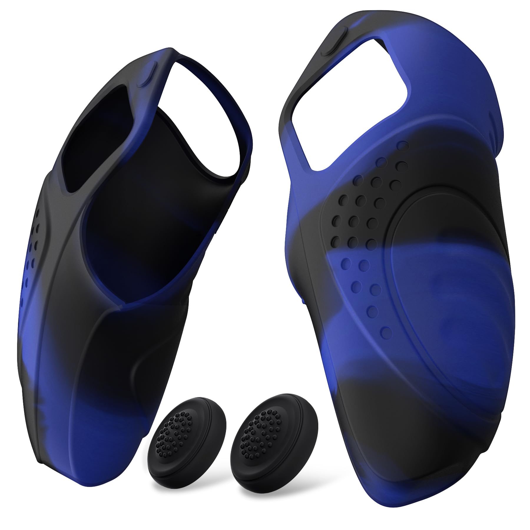 【送料無料】PlayVital ps5コントローラーに対応用シリコンカバー、グリップ部分だけに適用するケースカバー【ガーディアンエディション】 色：ブルー＆ブラック
