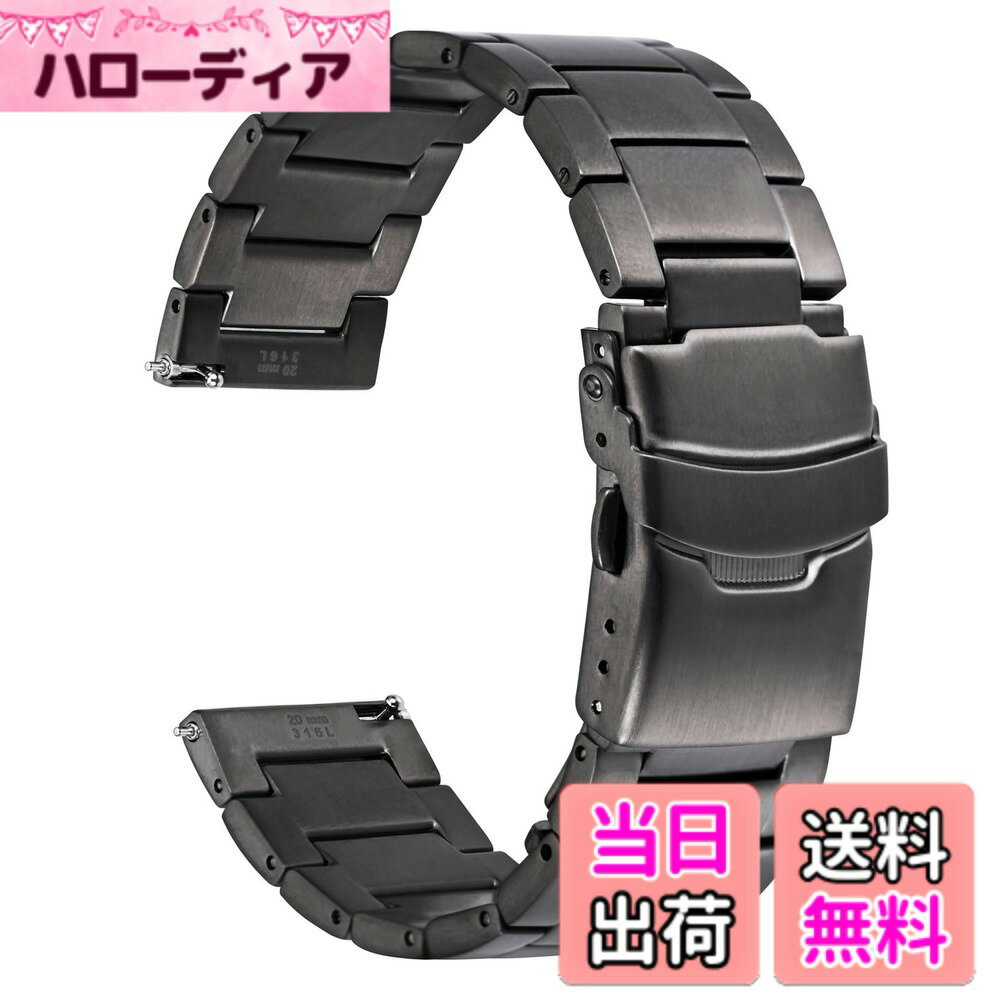 【送料無料】[WOCCI] 時計ベルト メタル 18mm 20mm 22mm 24mm 腕時計バンド メンズ 316L ステンレススチール 金属時計ブレスレット Quick Release 色：グレー、サイズ：18mm
