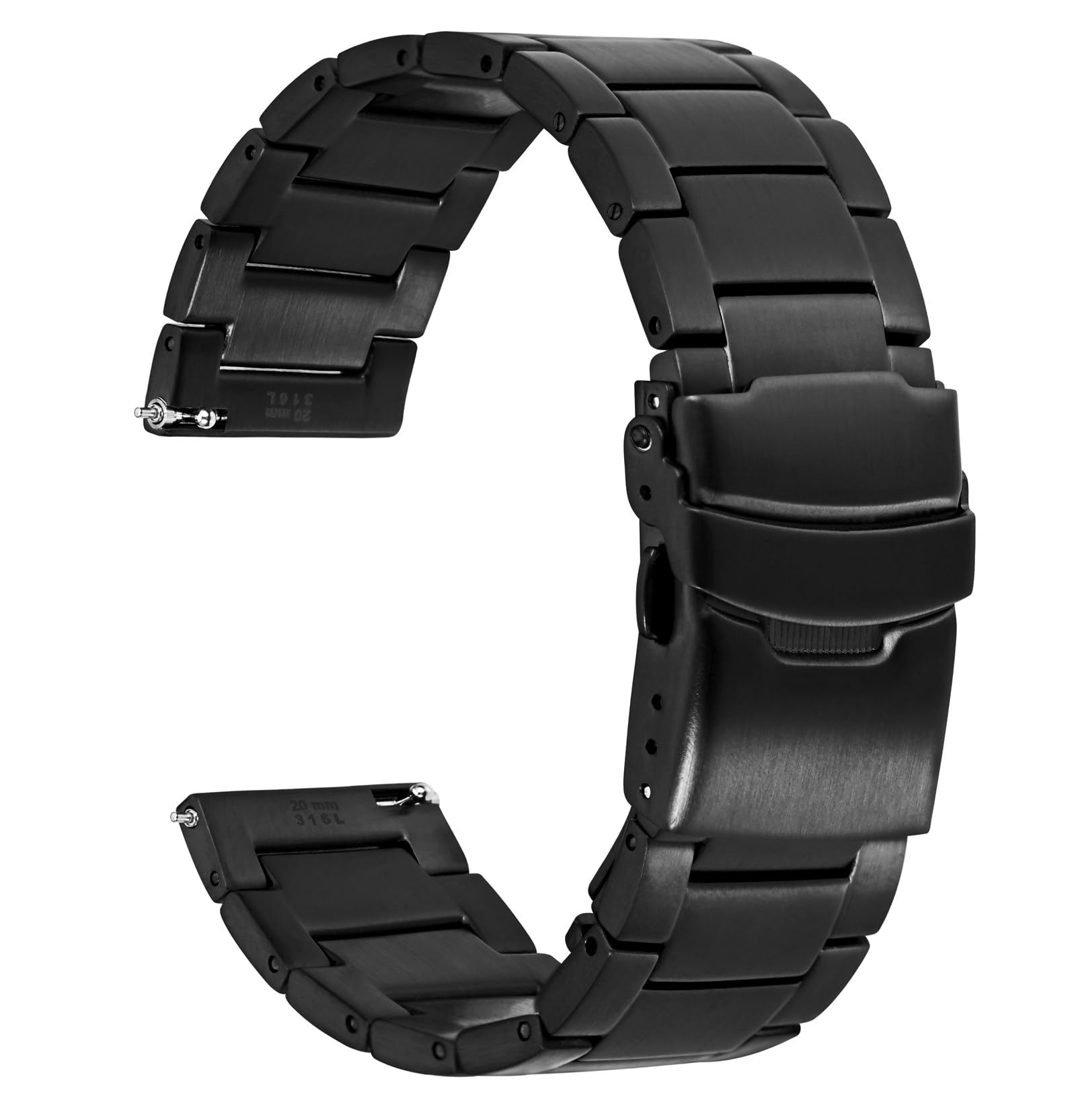 【送料無料】[WOCCI] 時計ベルト メタル 18mm 20mm 22mm 24mm 腕時計バンド メンズ 316L ステンレススチール 金属時計ブレスレット Quick Release 色：ブラック、サイズ：20mm