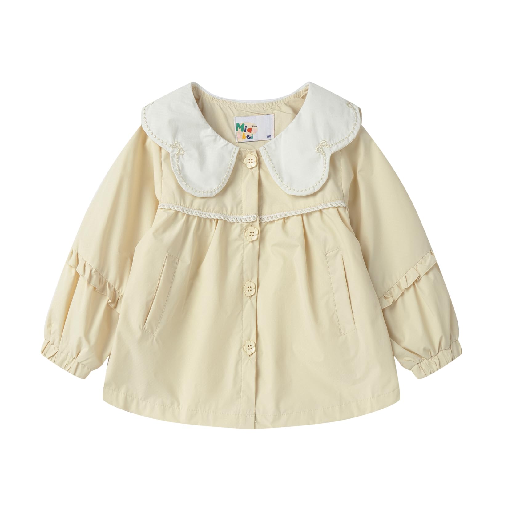 【送料無料】[LSMUDKINGDOM] キッズ ウィンドブレーカー 女の子 花柄 フリル 襟付き コート アウター ..