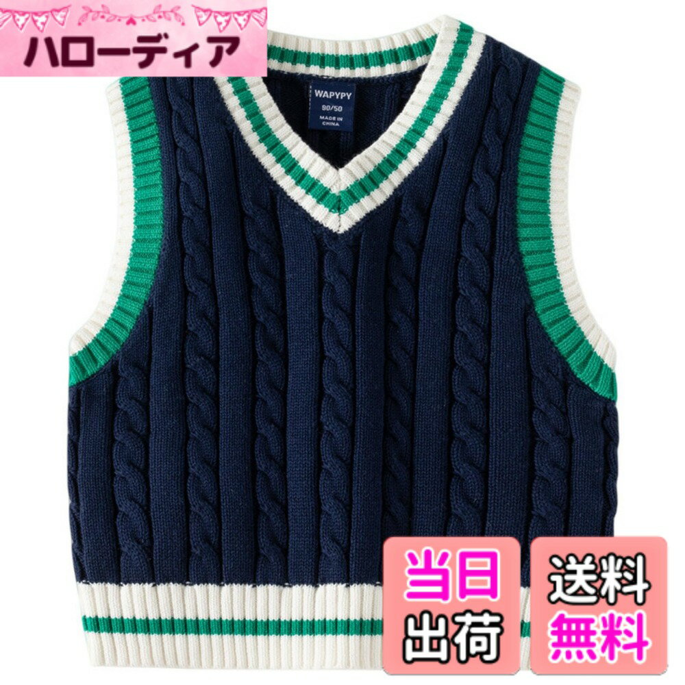 商品情報商品の説明説明 90サイズ：着丈39cm バスト60cm 100サイズ：着丈41cm バスト64cm 110サイズ：着丈43cm バスト68cm 120サイズ：着丈46cm バスト72cm 130サイズ：着丈48cm バスト76cm Vネックスクールベスト、カジュアルなデザインで、ブラウスや制服とも相性抜群！ 寒くなってきたらベストの上にアウターを着ることもできるし、ベストは意外と使えるアイテム。 シンプルなVネックのデザインなので、冬はジャケットにインしてもカッコいいです。制服に合わせてもGOOD！ 通園 通学やお出かけなどもコーディネートも色々楽しめちゃうカジュアルなアイテム♪ 今年の秋冬には、ぜひコーディネートに、このセーターを子供に、秋冬のオシャレを楽しんでください！ 素材：綿 生産国：中国 上記サイズは平置きサイズですので、1-3 cmの誤差がある場合がございます。 予めご了承くださいませ。あくまでも目安としてご利用ください。 サイズの詳細をご確認の上、ご購入お願い致します。 実際の商品になるべく近い色を再現しておりますがご覧になっているモニター環境により、実際の商品と色味が若干異なる場合がございます。予めご了承ください。 海外製品について、糸くず・ほつれ・縫製があまい、縫製にずれがある、タグ表示がないや中国語の場合がございます。主な仕様 サイズ：90/100/110/120/130サイズ (詳細情報は下記の説明文をご参考ください。)ケーブル柄にラインを配した、トラッド感あふれるニットベストが登場！生地はしっかりして手触りもよい、柔らかなコットンで着心地もバッチリ。インナーのシャツの襟がきれいに見えるVネックデザインです。性別を選ばず、通園・通学はもちろん、学生制服にも、入学式・卒業式、発表会やお受験などセミフォーマルにも最適です。一年中着用可能、温度変化の激しい春、秋にも最適で、重宝する1枚です。