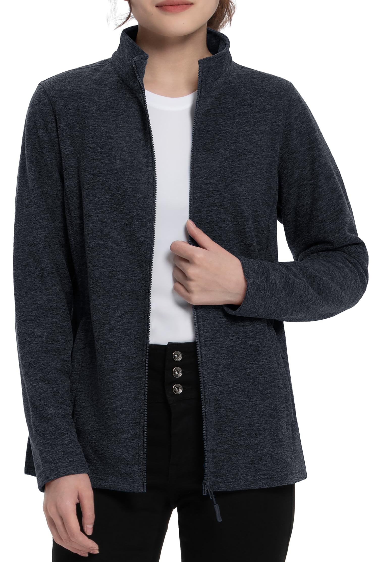 【送料無料】[TACVASEN] フリースジャケット レディース 薄手 ジップアップ 大きいサイズ 軽量 パーカ..