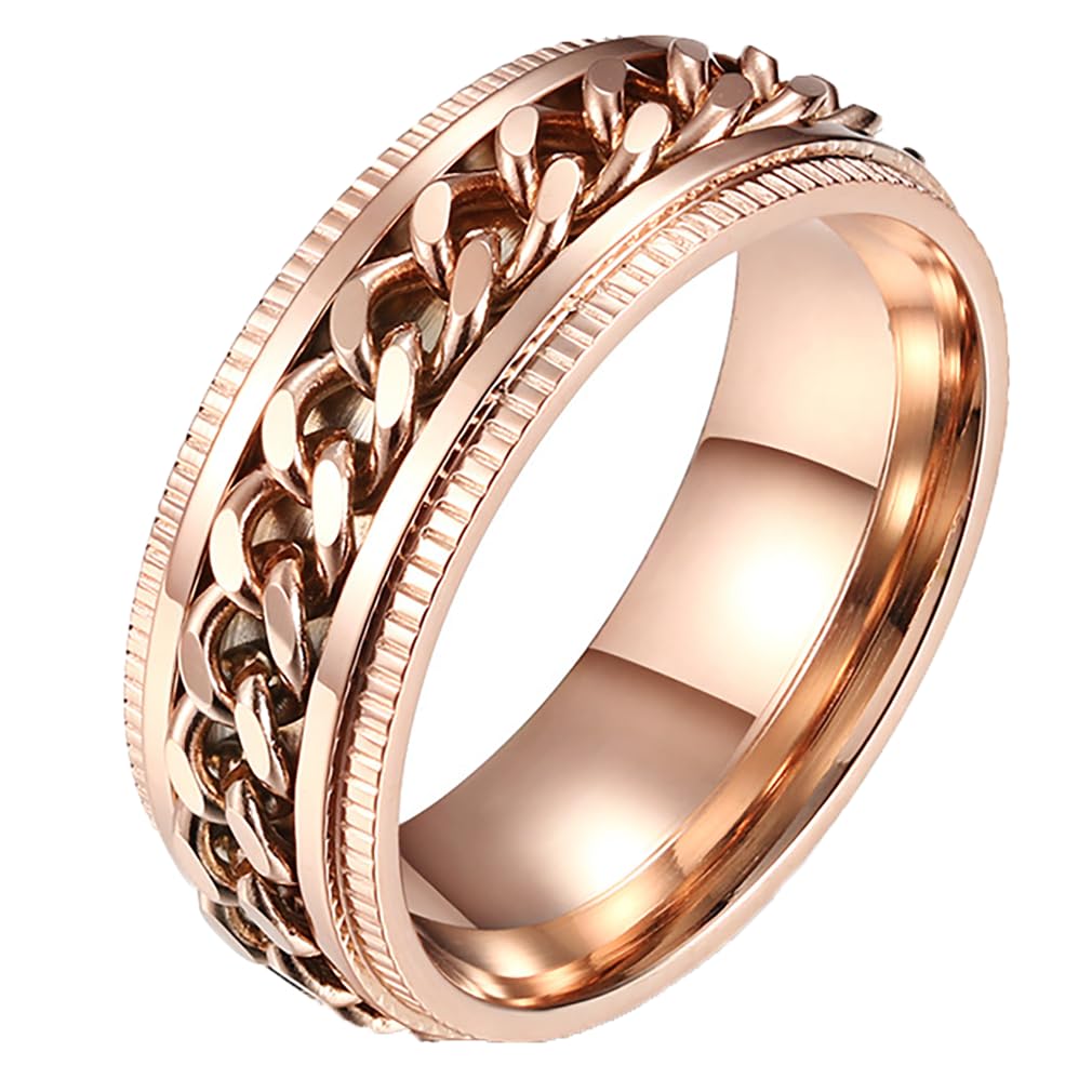 商品情報商品の説明説明 GEJ-Tech メンズ 指輪 喜平チェーン チタン リング ステンレス 回転 メンズリング 真ん中で回転する喜平チェーンをデザインに取り入れた、シンプルでおしゃれなメンズリングです。 【喜平チェーン】鎖のつなぎ方の一種で、鎖の輪をつないで90度ひねり押しつぶしたデザインをいいます。つぶした面が連続して同じ面を向いているので、重厚でなめらかな輝きが特徴です。 【スピンリング／ストレス解消】チェーン部分が回転します。スピンリングはハンドスピナーのように目立つことがなく、日常で着用しながら回転させることができます。このリングを回転させるという行為は、不安を軽減して気持ちを落ち着かせるという心理的効果があります。 派手過ぎず日常で着用しやすいリングは、ちょっとしたプレゼントにもおすすめです。 【カラー】シルバー / ピンクゴールド / ブラック / ブラック・ブルー ※このリングはアメリカサイズで製作されており、日本サイズでピッタリ表すことが出来ないので、少数点をつけた号数でサイズを表記させていただいております。主な仕様 真ん中で回転する喜平チェーンをデザインに取り入れた、シンプルでおしゃれなメンズリングです。【喜平チェーン】鎖のつなぎ方の一種で、鎖の輪をつないで90度ひねり押しつぶしたデザインをいいます。つぶした面が連続して同じ面を向いているので、重厚でなめらかな輝きが特徴です。【スピンリング／ストレス解消】チェーン部分が回転します。スピンリングはハンドスピナーのように目立つことがなく、日常で着用しながら回転させることができます。このリングを回転させるという行為は、不安を軽減して気持ちを落ち着かせるという心理的効果があります。派手過ぎず日常で着用しやすいリングは、ちょっとしたプレゼントにもおすすめです。【カラー】シルバー / ピンクゴールド / ブラック / ブラック・ブルー ※このリングはアメリカサイズで製作されており、日本サイズでピッタリ表すことが出来ないので、少数点をつけた号数でサイズを表記させていただいております。