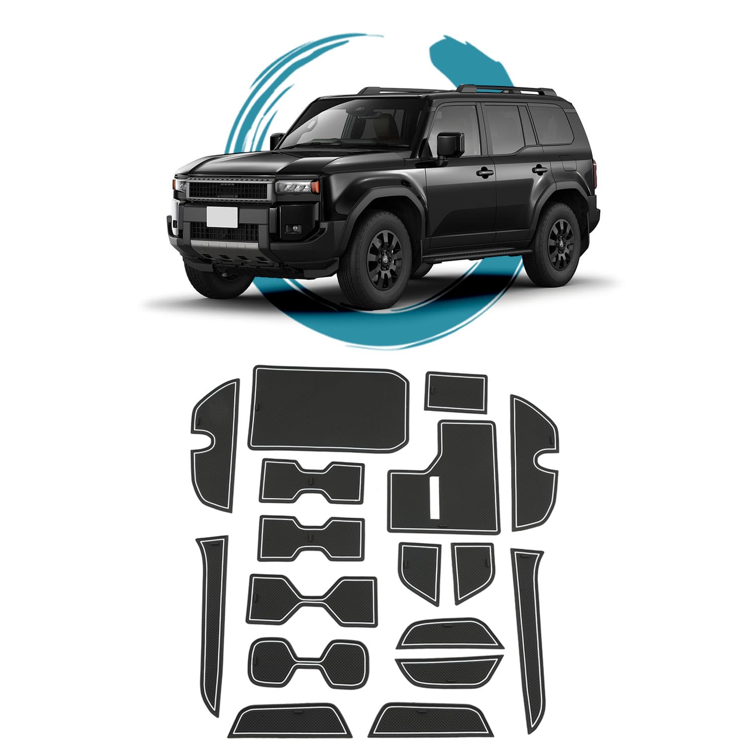 【送料無料】Ruiya 新型車専用 ラバーマット ドアポケット 滑り止めシート アクセサリー 引っ掻きキズ防止 ノイズ軽減 カスタムパーツ インテリアラバーマット 色：ホワイト、サイズ：ランクル250 ラバーマット