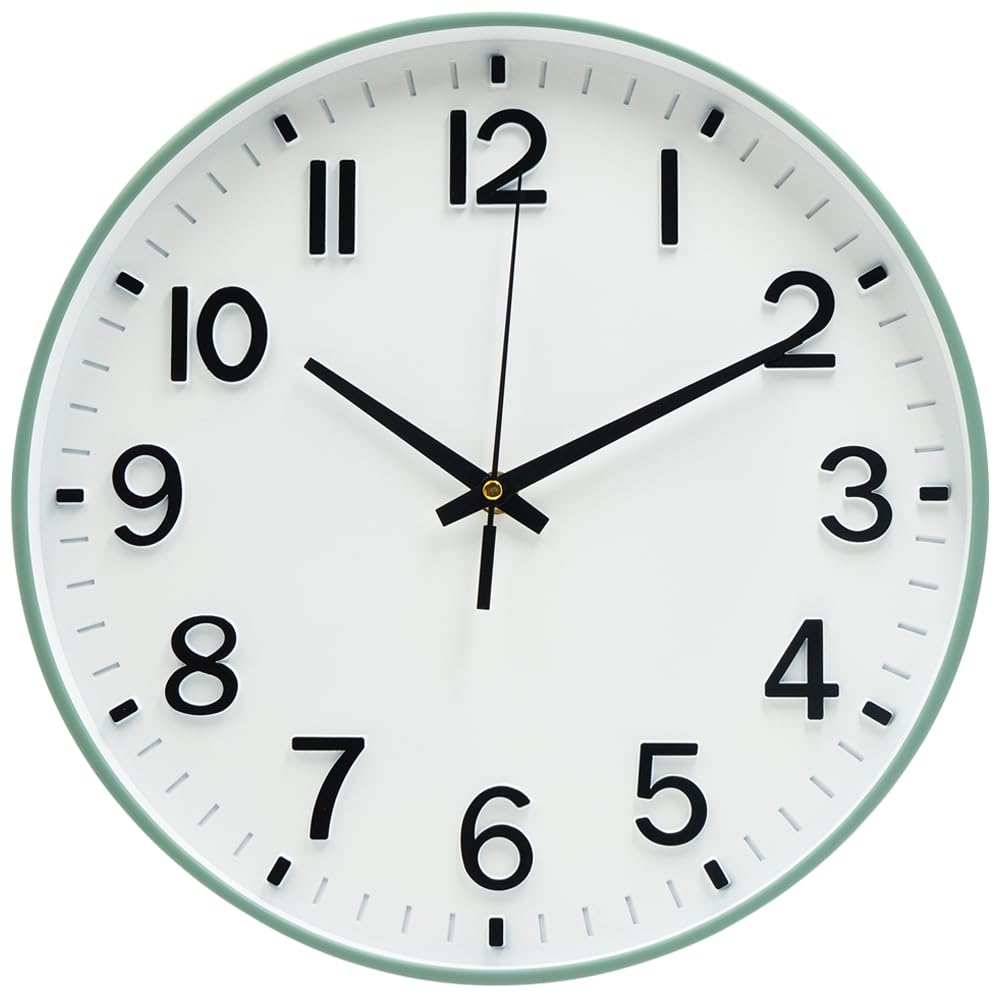 【送料無料】掛け時計 おしゃれ 北欧 連続秒針 静音 壁掛け時計 夜間秒針停止 掛時計 自宅 寝室 部屋飾り 贈り物 色：2024-ライトグリーン、サイズ：非電波