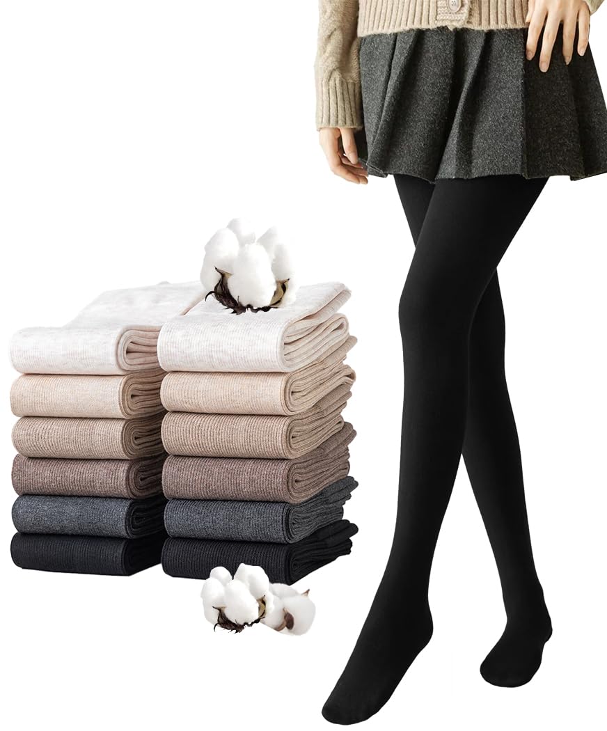 【送料無料】[Ekieta] コットンタイツ レディース 着圧タイツ リブ綿 裏起毛 抗ピリング加工 ハイウエスト 伸縮性 柔らかい色 バットリフト美腿 極暖 防寒 秋冬600D/900D 色：ブラック(10~25度対応)、サイズ：Free Size