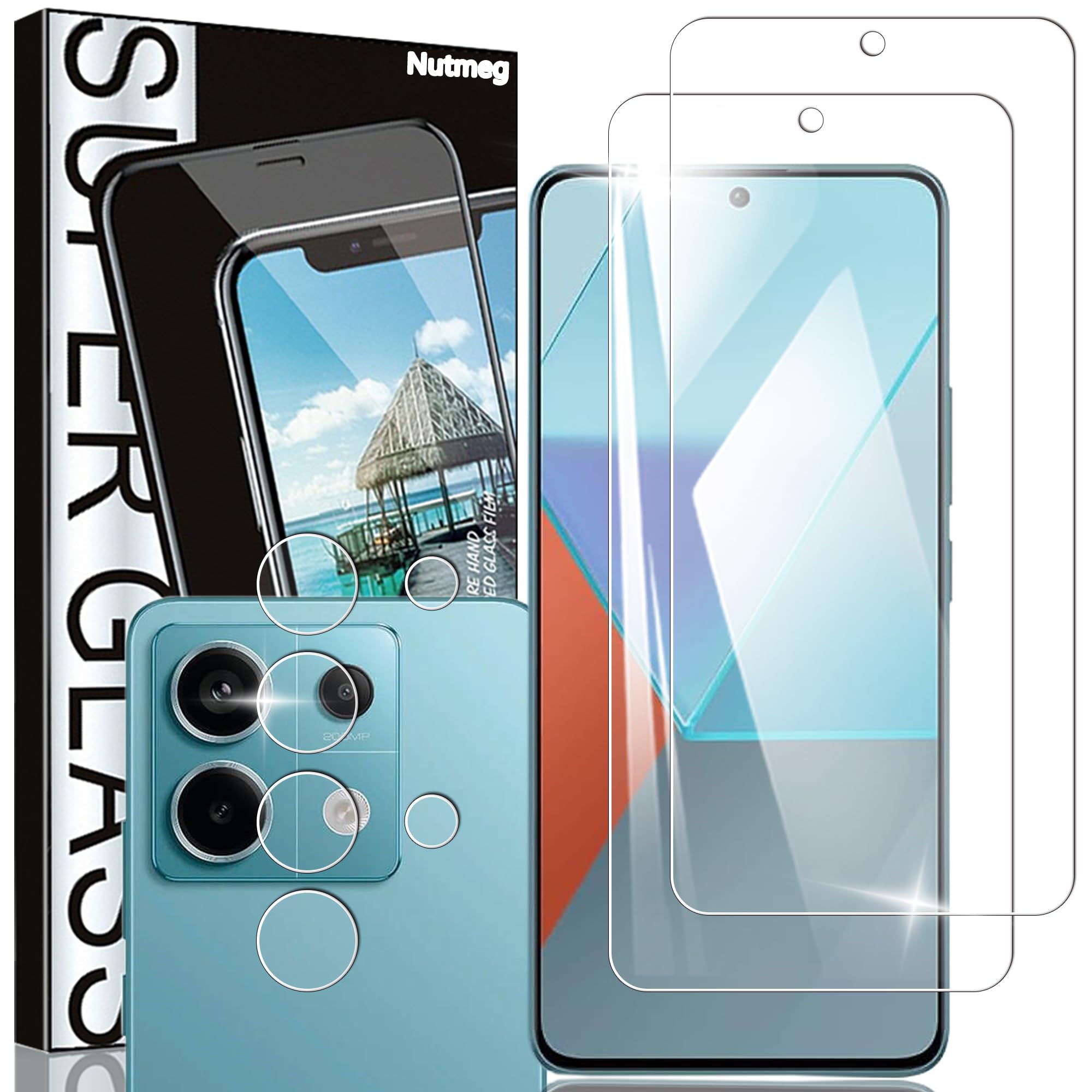【送料無料】xiabanloyeye【2枚セット】AQUOS wish4 ガラスフィルム 硬度9H 旭硝子製 疎水疎油 指紋汚れ防止 高感度タッチ 超高透過率 全面保護 耐衝撃 飛散防止 自動吸着 気泡ゼロ 貼り付け簡単 色：透明です、サイズ：【2枚＋2枚】Redmi Note 13 Pro 5G