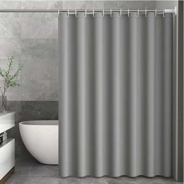 【送料無料】Windecood シャワーカーテン 防水防カビ加工 リング付属 シャワールーム用 浴室 バスルーム バスタブ お風呂場 目隠し 色：グレーの、サイズ：丈150 cm x 幅120 cm (1枚組)