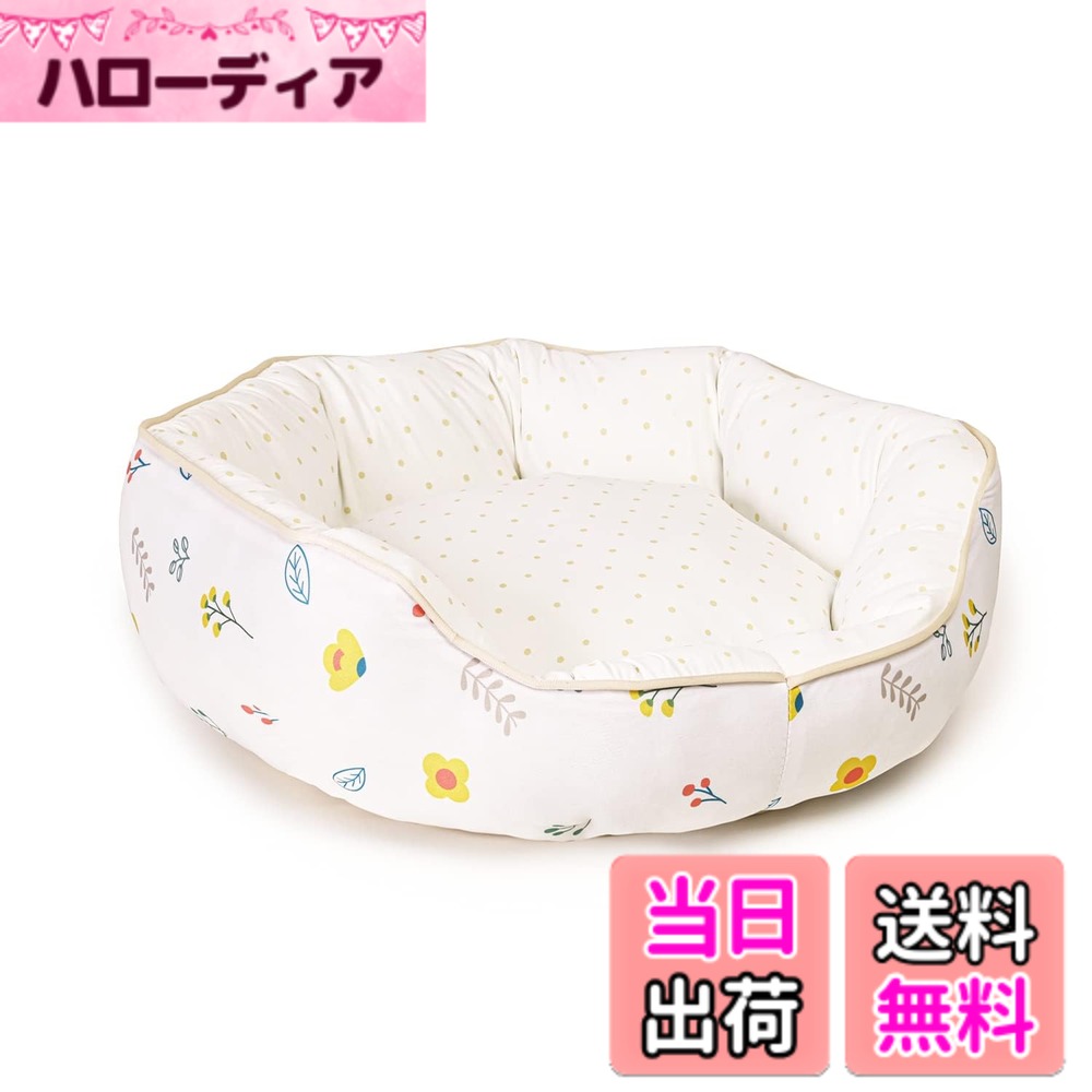 Dog Clipper - 【送料無料】猫 ベッド 夏用 犬 ペットベッド ひんやり クッション 洗える 色：花、サイズ：八角型 外径：約57x52x16cm