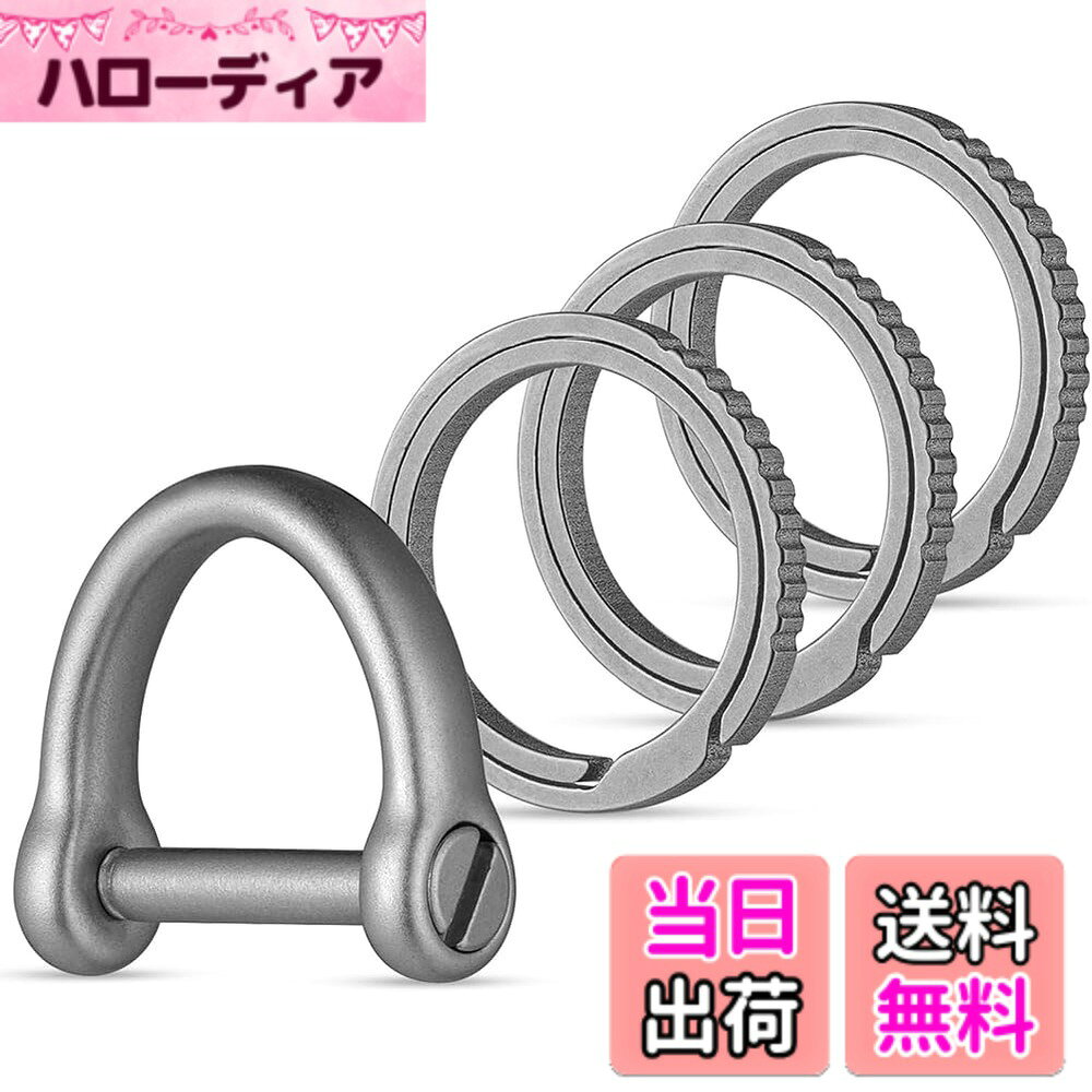 【送料無料】[TIMULTI] キーリング チタン キーチェーン メンズ 軽量 二重リング サイドプッシングデザイン グレー 色：グレー/ステンレスDリング+Sサイズ *3個、サイズ：SとM