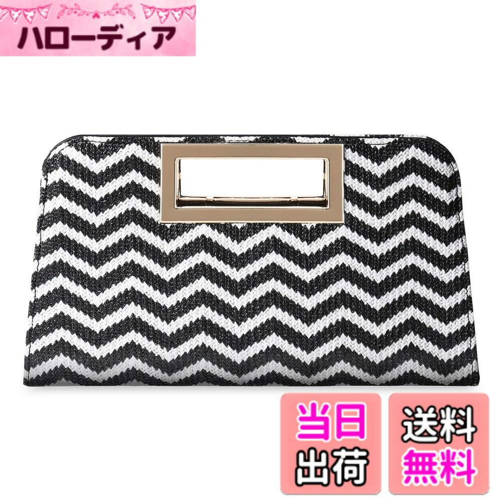 【送料無料】[Vaschy] クラッチバッグ レディース, ファション 大きめ パーティーバッグ 結婚式 バッグ 3Way ハンドバッグ 斜めがけバッグ ショルダーバッグ カバン 色：ウェーブストロー、サイズ：中サイズ