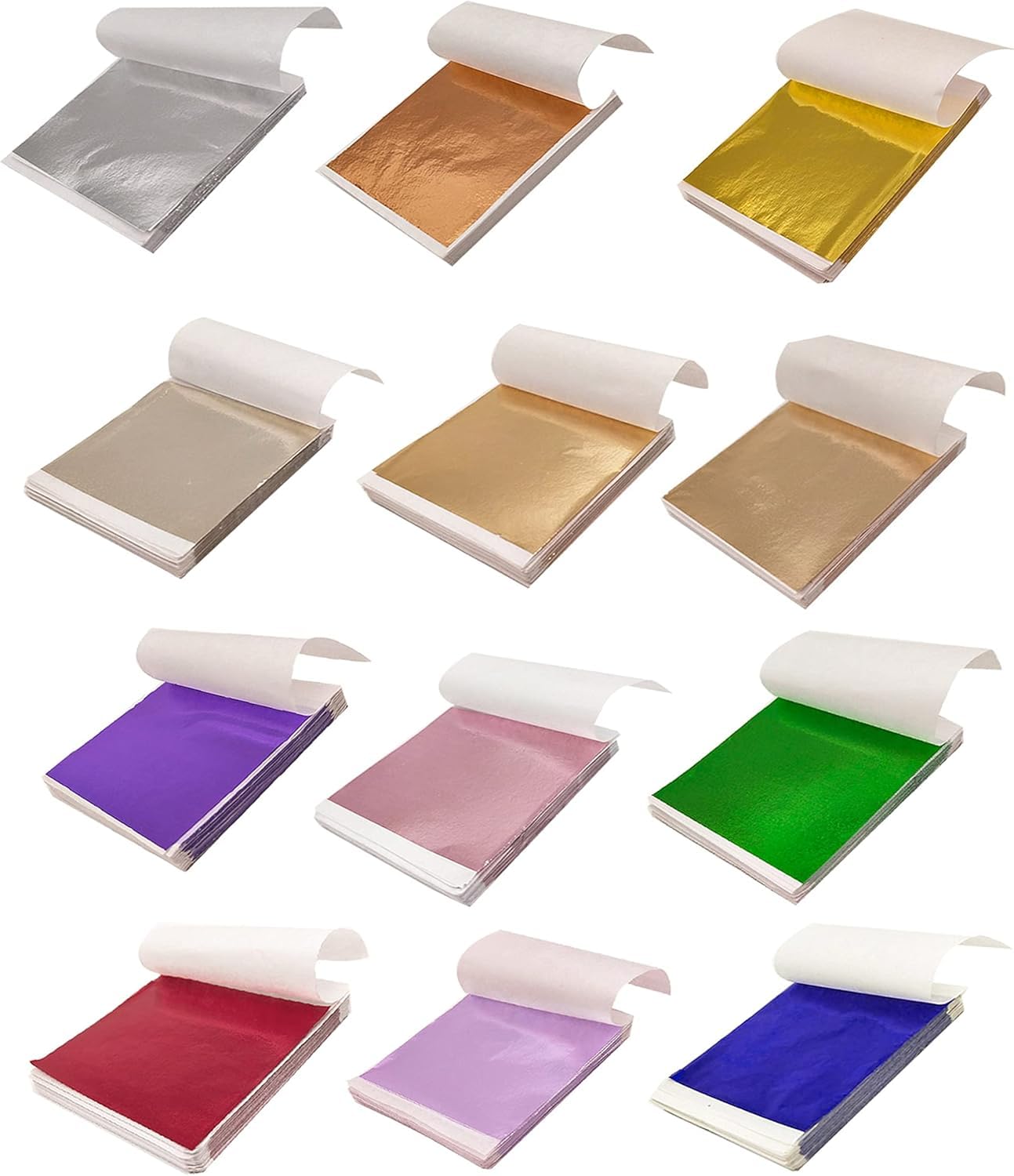 【送料無料】200枚入り金箔 金箔シート,BetterJonny 8 x 8.5 cm模造金箔DIYジュエリー 工芸品 装飾芸術金箔紙爪画金メッキ技術 手芸 絵画 装飾用(ライトゴールド) 色：多色、サイズ：600Pcs/12色