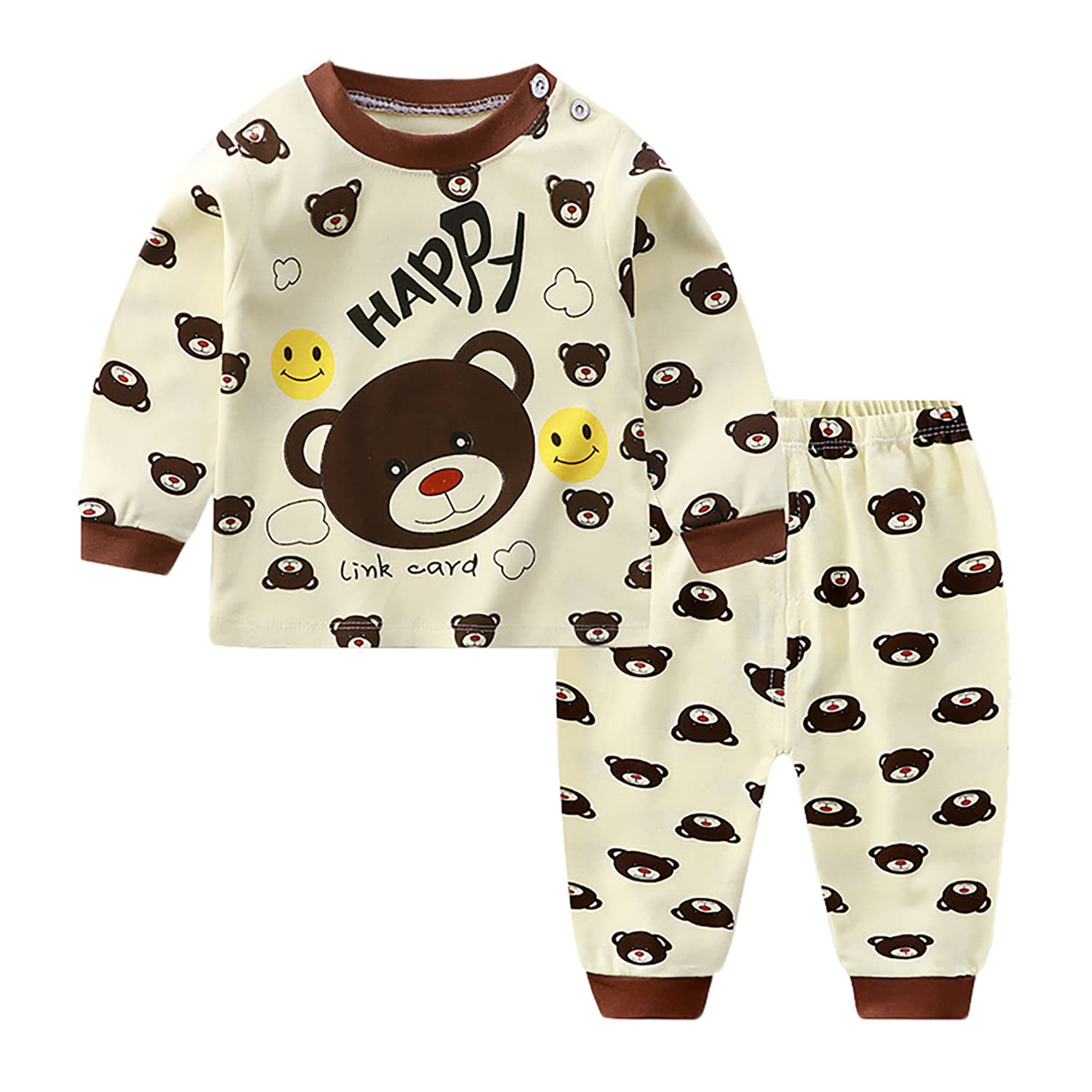 【送料無料】[§ASHE RANGEL] ASHERANGEL キッズ パジャマ ルームウェア 2点セット ボーイズ ベビー 子供 男の子 綿100 長袖 総柄 プリント コットン 柔らか ジュニア 部屋着 長袖上下 春夏秋 9柄 色：A006、サイズ：130