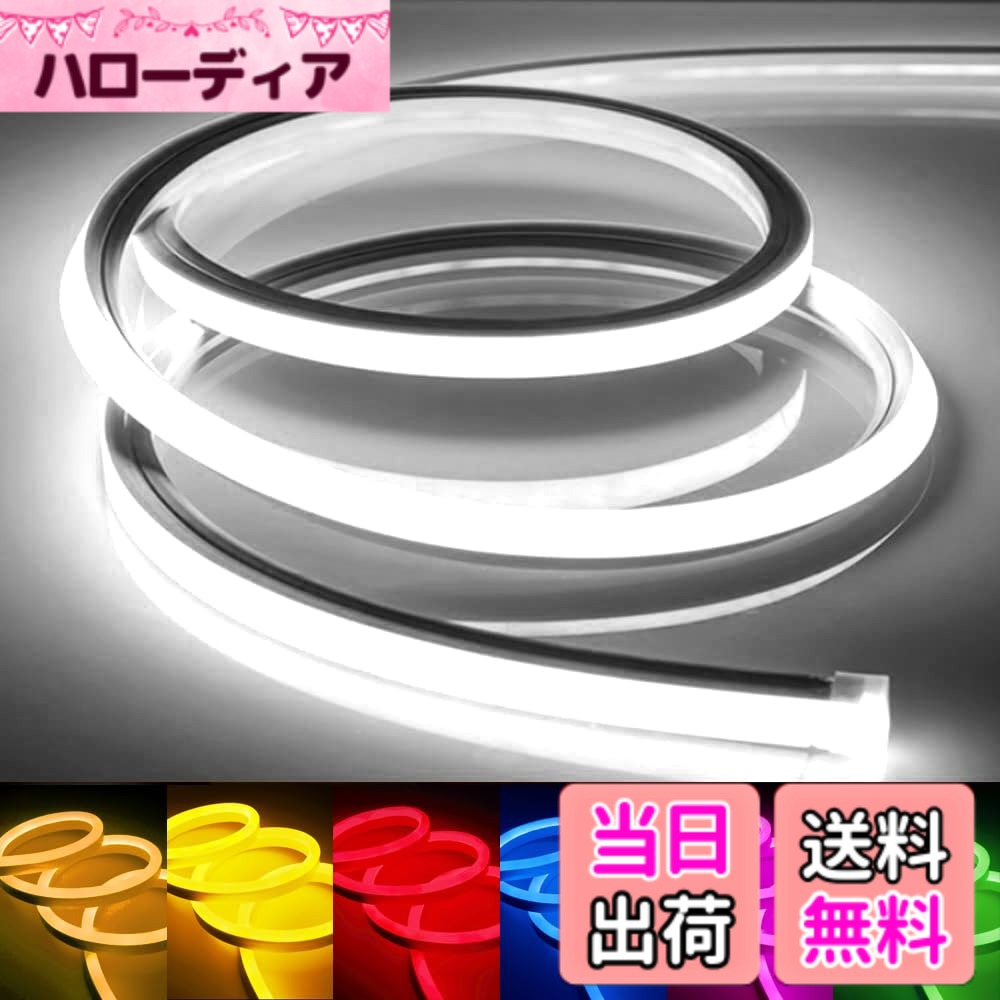 【送料無料】LEDテープライト 100V EL蛍光チューブ管 高輝度 屋外 防水 室内 LEDライト ネオンライト 切断可能 折り曲げ自在 間接照明 配線不要 プラグアンドプレイ 色：昼光色、サイズ：2メートル