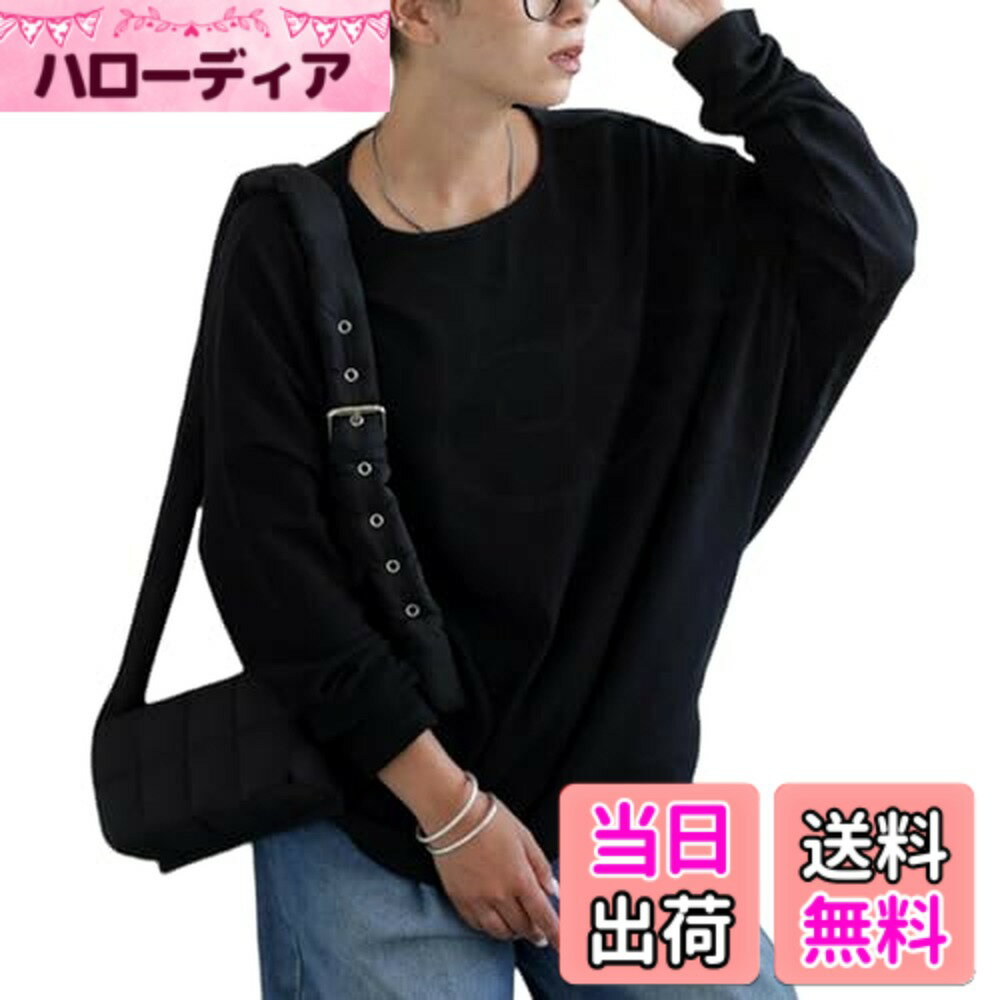 乐天商城 - 【送料無料】[Guooryvner] グオーリーブナー tシャツ レディース ティーシャツ - 長袖 ボートネック カジュアル トップス カットソー 着痩せ ゆったり きれいめ 薄手 大きいサイズ 可愛い 無地 おしゃれ シンプル 体型カバー オフィス 色：ブラック、サイズ：M RegularR