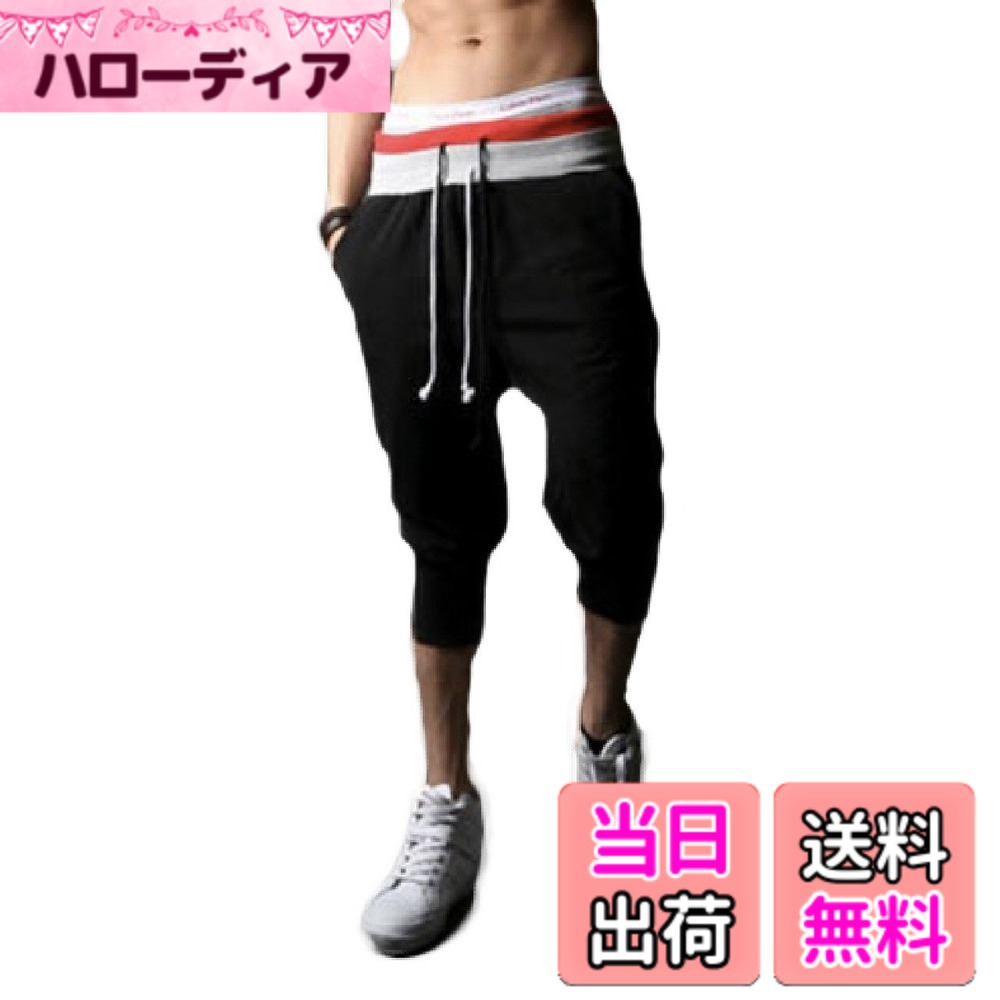 【送料無料】BUZZxSELECTION(バズ セレクション) メンズ ハーフ スウエット Wウエスト タイプ 七分丈 スポーツ ハーフパンツ HSP002 色：ブラック、サイズ：M