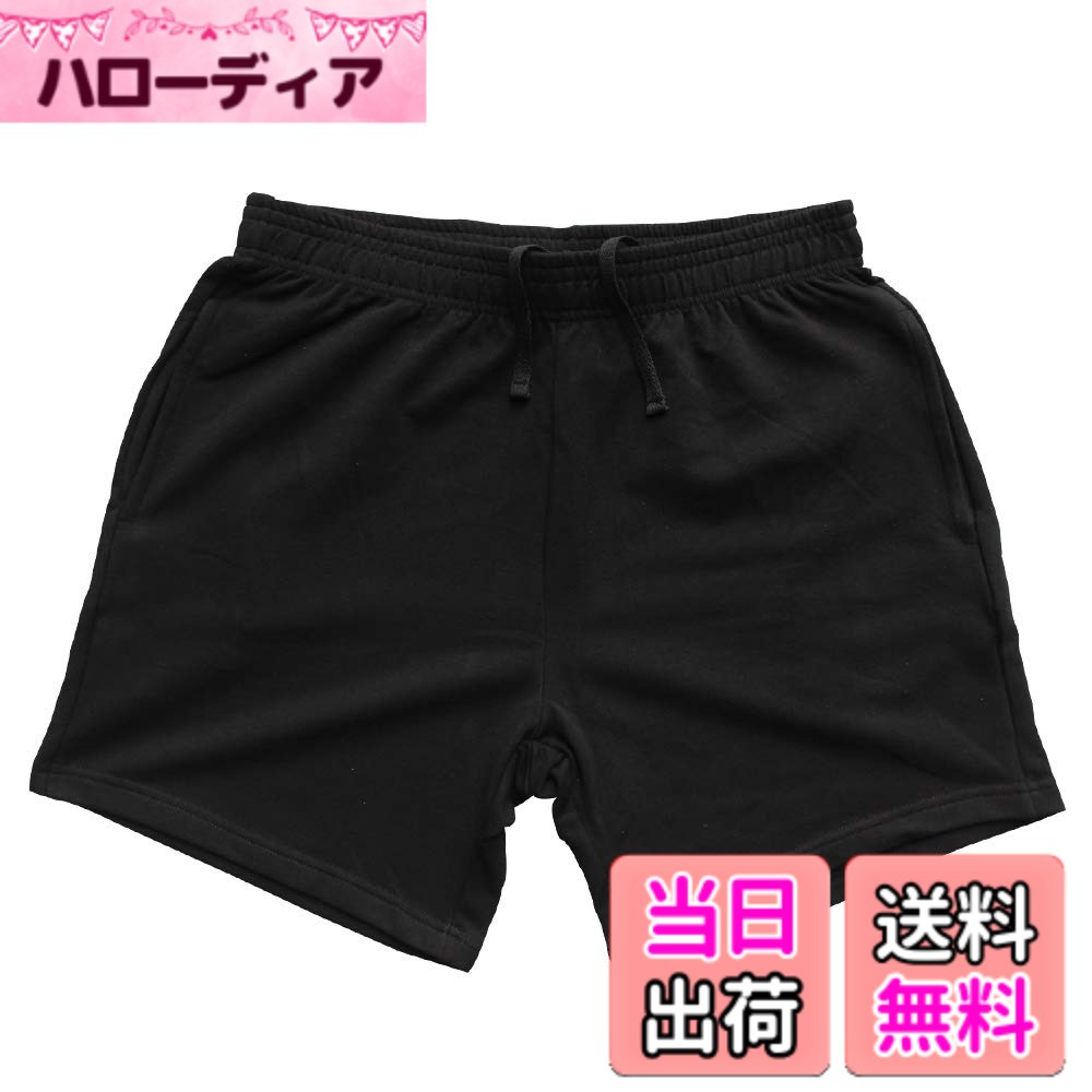 【送料無料】[palglg] メンズ ワークアウトショートスポーツパンツフィットネススウェットショーツ 色：5分丈-空白黒-ポケット、サイズ：M