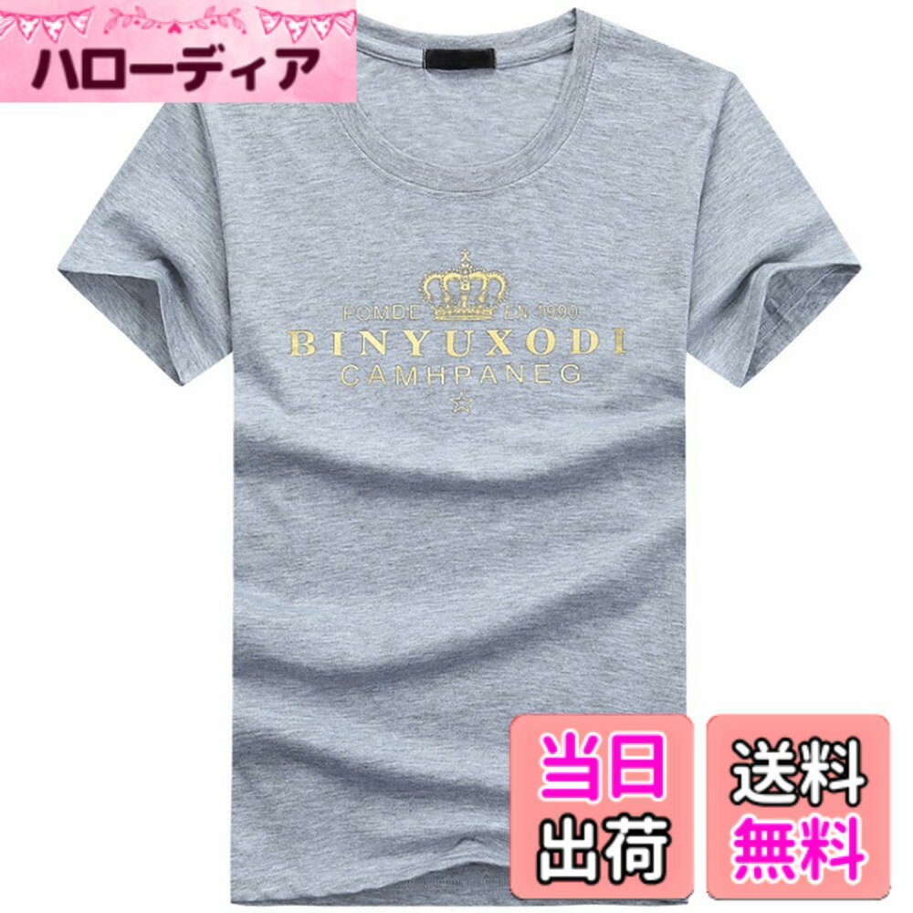 樂天商城 - 【送料無料】BUZZxSELECTION(バズ セレクション) Tシャツ 半袖 英字 プリント 王冠 ロゴ おしゃれ メンズ レディース BSTS013 色：03 ライトグレー、サイズ：5XL