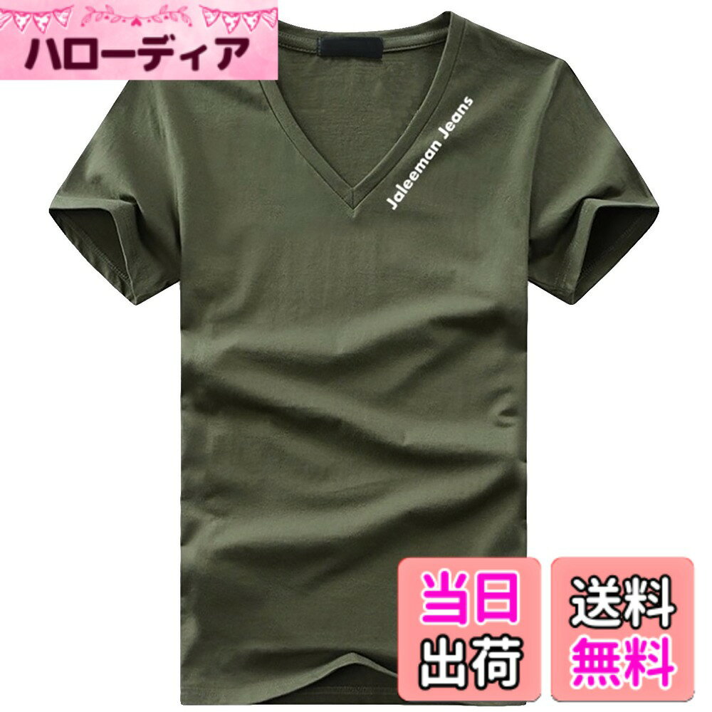 樂天商城 - 【送料無料】BUZZxSELECTION(バズ セレクション) Vネック Tシャツ 半袖 カットソー おしゃれ インナー 無地 ロゴ メンズ BSTS017 色：03 カーキ、サイズ：5XL