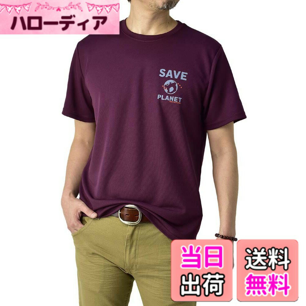 乐天商城 - 【送料無料】[FLAG ON CREW] (フラグオンクルー) Tシャツ メンズ 半袖 吸汗速乾 ワンポイント プリント Tシャツ / D0A 色：B柄ワイン、サイズ：4L