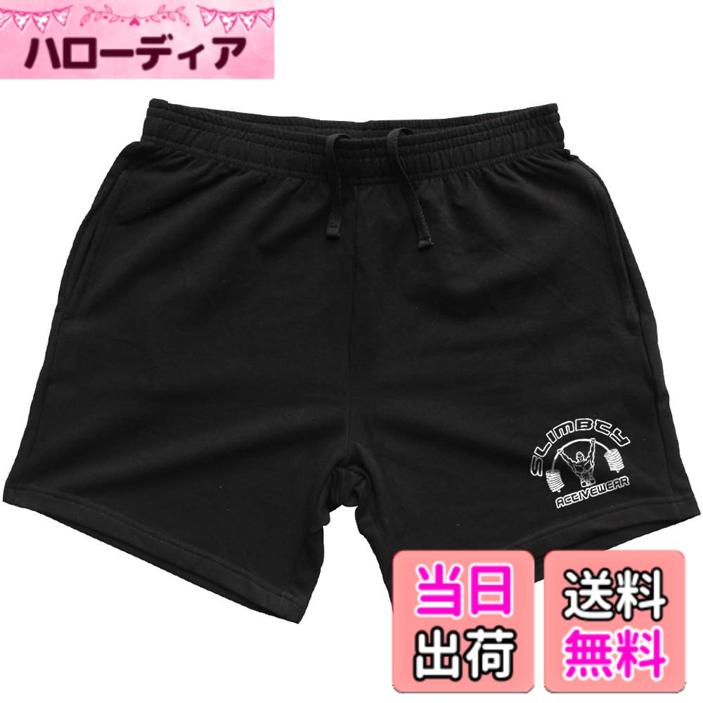 【送料無料】[palglg] メンズ ワークアウトショートスポーツパンツフィットネススウェットショーツ 色：5分丈-黒-ポケット、サイズ：L