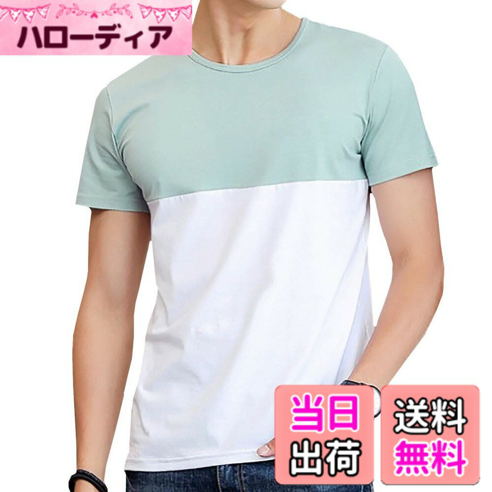 【送料無料】BUZZxSELECTION(バズ セレクション) Tシャツ 半袖 カットソー おしゃれ バイカラー マリン モノトーン メンズ BSTS030 色：03 グリーン、サイズ：3XL