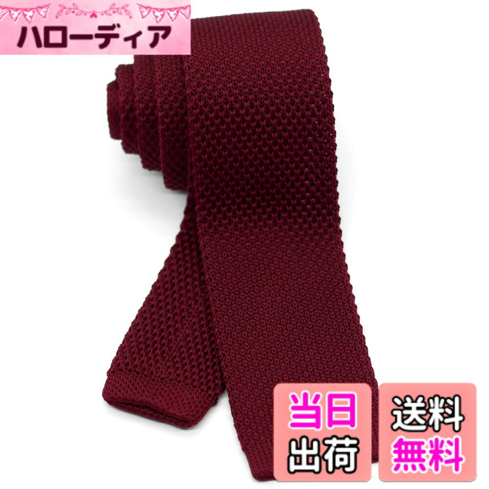 【送料無料】[WANDM] (ウァンダム) 5.5cm幅 ニットタイ ナロータイ ネクタイ 洗濯 可能 無地 色：ワインレッド、サイズ：大剣先幅5.5cmx全長約146cm