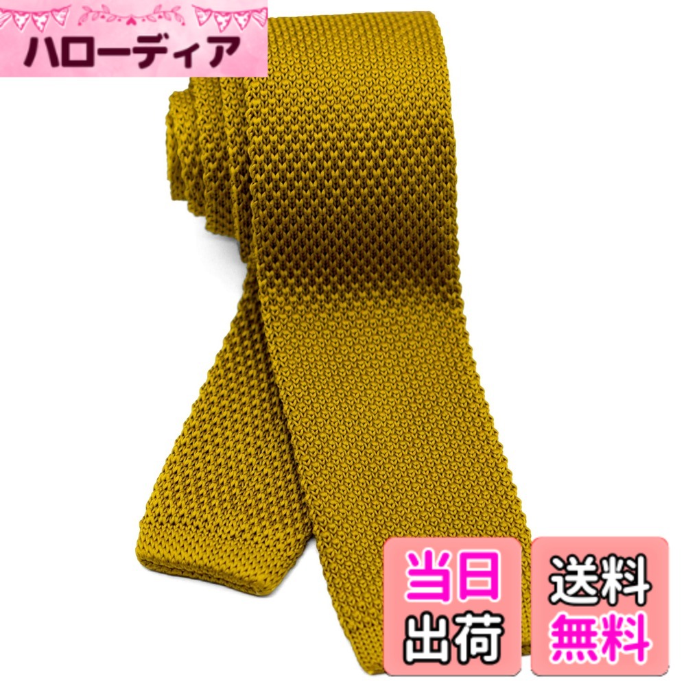 【送料無料】[WANDM] (ウァンダム) 5.5cm幅 ニットタイ ナロータイ ネクタイ 洗濯 可能 無地 色：イエローオーカー、サイズ：大剣先幅5.5cmx全長約146cm