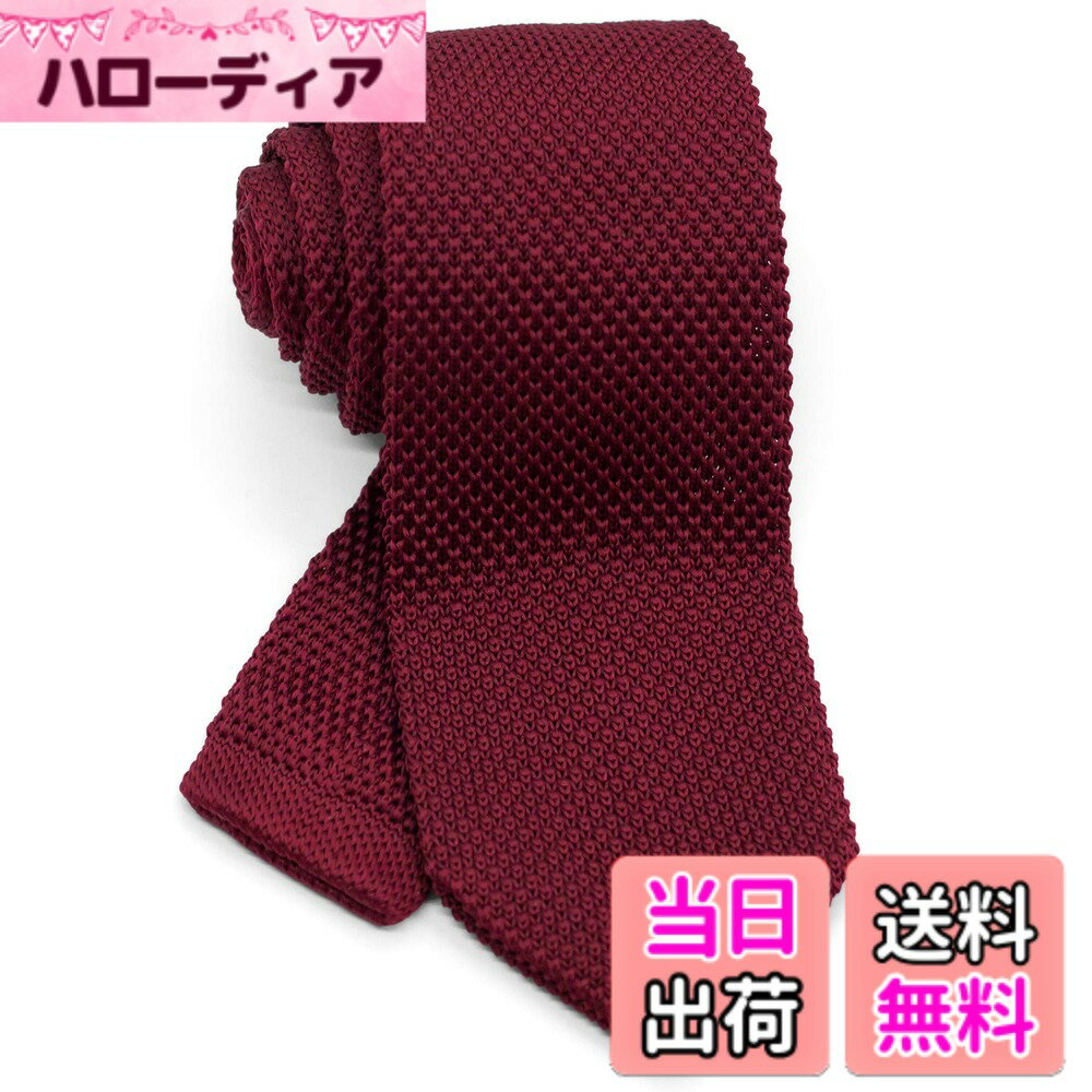 【送料無料】[WANDM] (ウァンダム) 7cm 幅 ニットタイ ニット ネクタイ 洗濯 可能 無地 ポインテッド 色：ソリッド/ワインレッド、サイズ：大剣先幅7cmx全長約145cm (細めのレギュラー幅)
