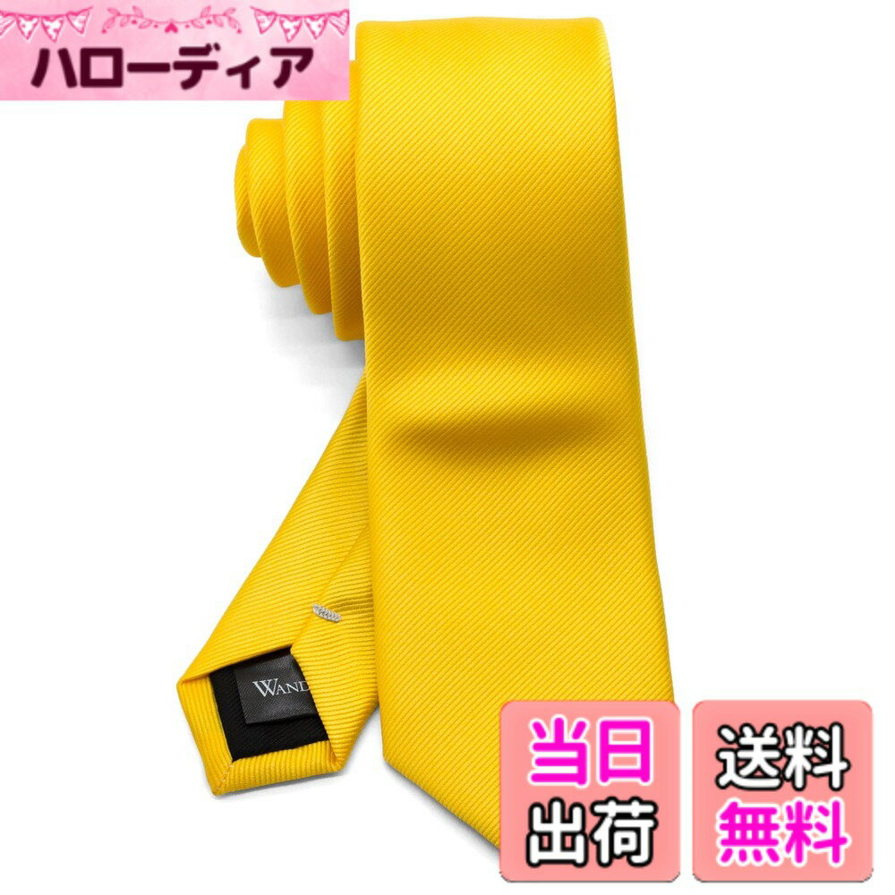 【送料無料】[WANDM] (ウァンダム) ナロータイ 細 ネクタイ 6cm 幅 洗濯 可能 無地 ソリッド 色：グログラン/イエロー、サイズ：大剣先幅6cmx全長約146cm (ナロータイ)